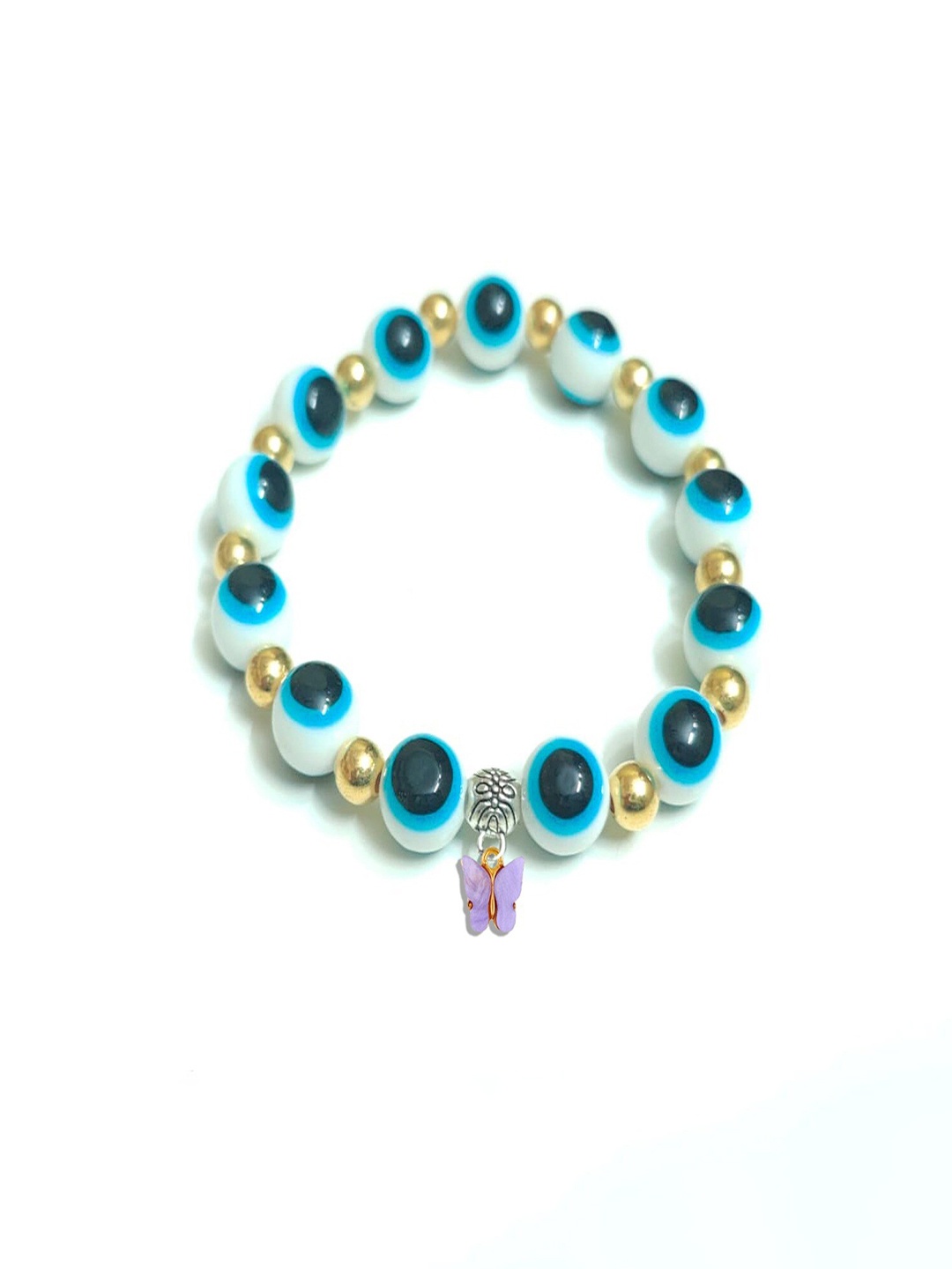 

Pinapes Oxidised Beaded Elasticated Bracelet, Blue