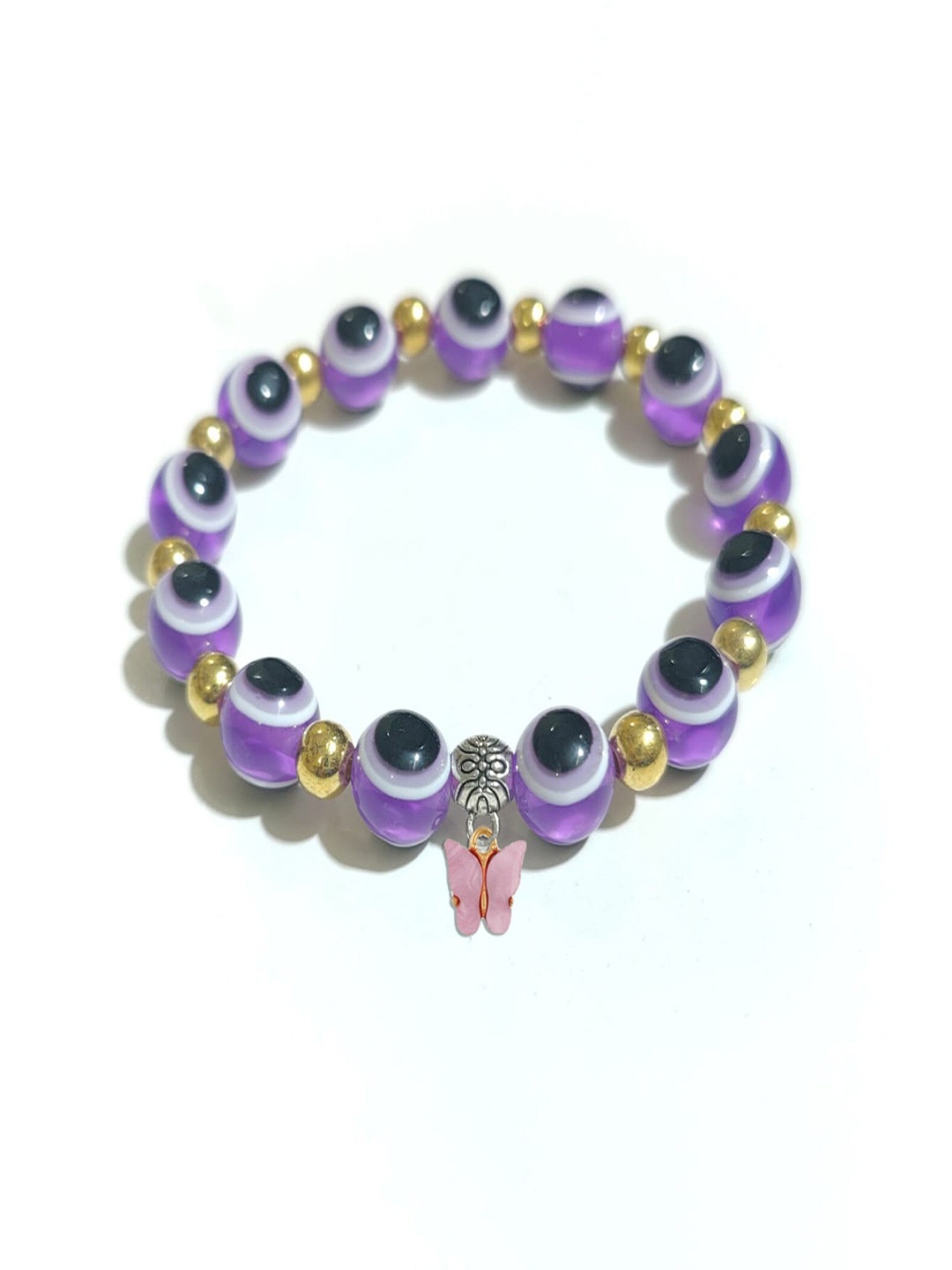 

Pinapes Beaded Elasticated Bracelet, Purple