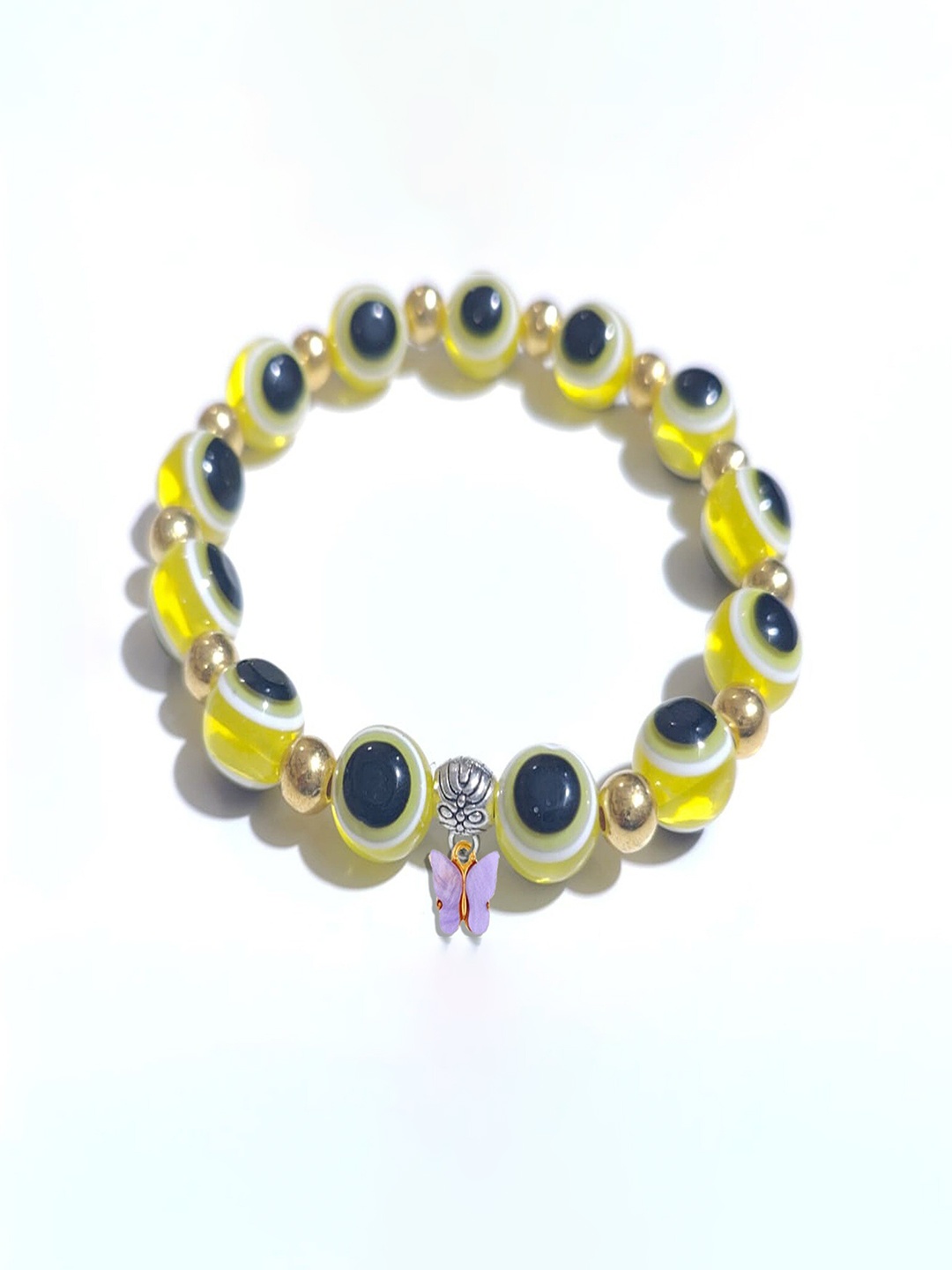 

Pinapes Oxidised Beaded Elasticated Bracelet, Yellow