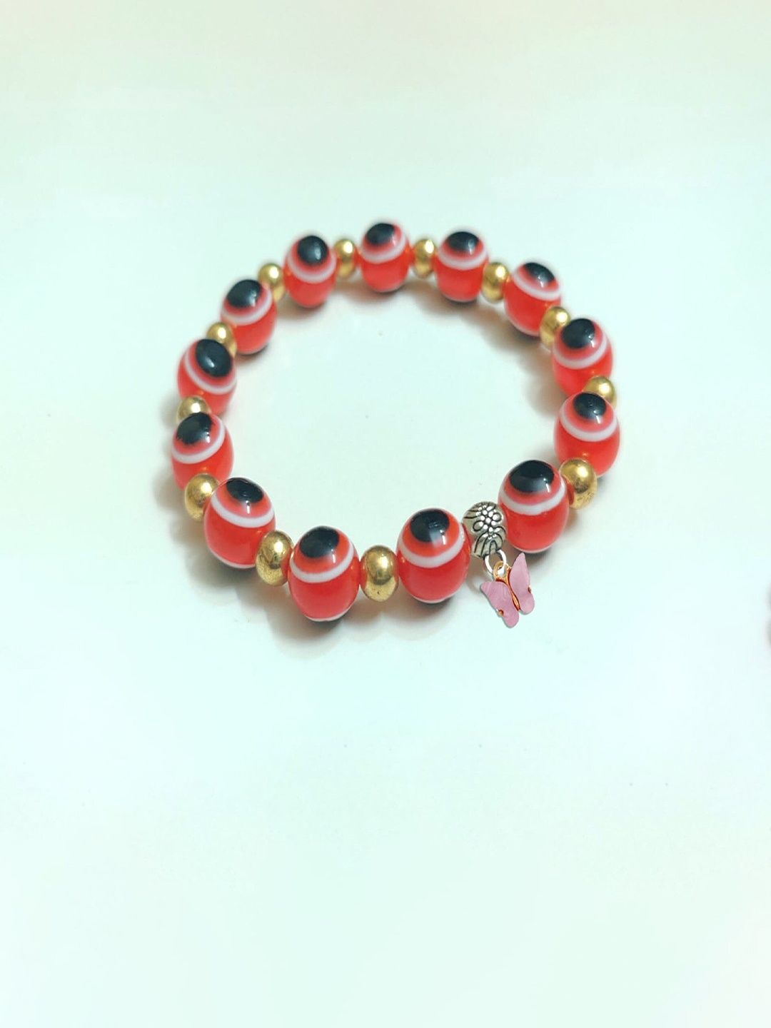 

Pinapes Oxidised Beaded Elasticated Bracelet, Red