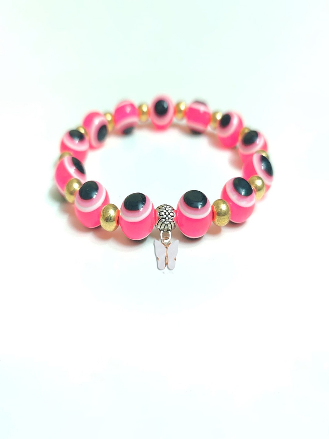 

Pinapes Beaded Elasticated Bracelet, Pink