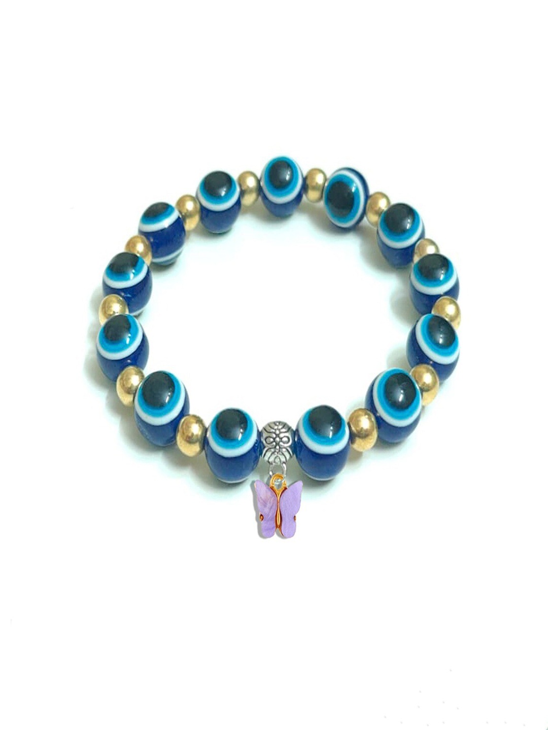 

Pinapes Oxidised Beaded Elasticated Bracelet, Blue