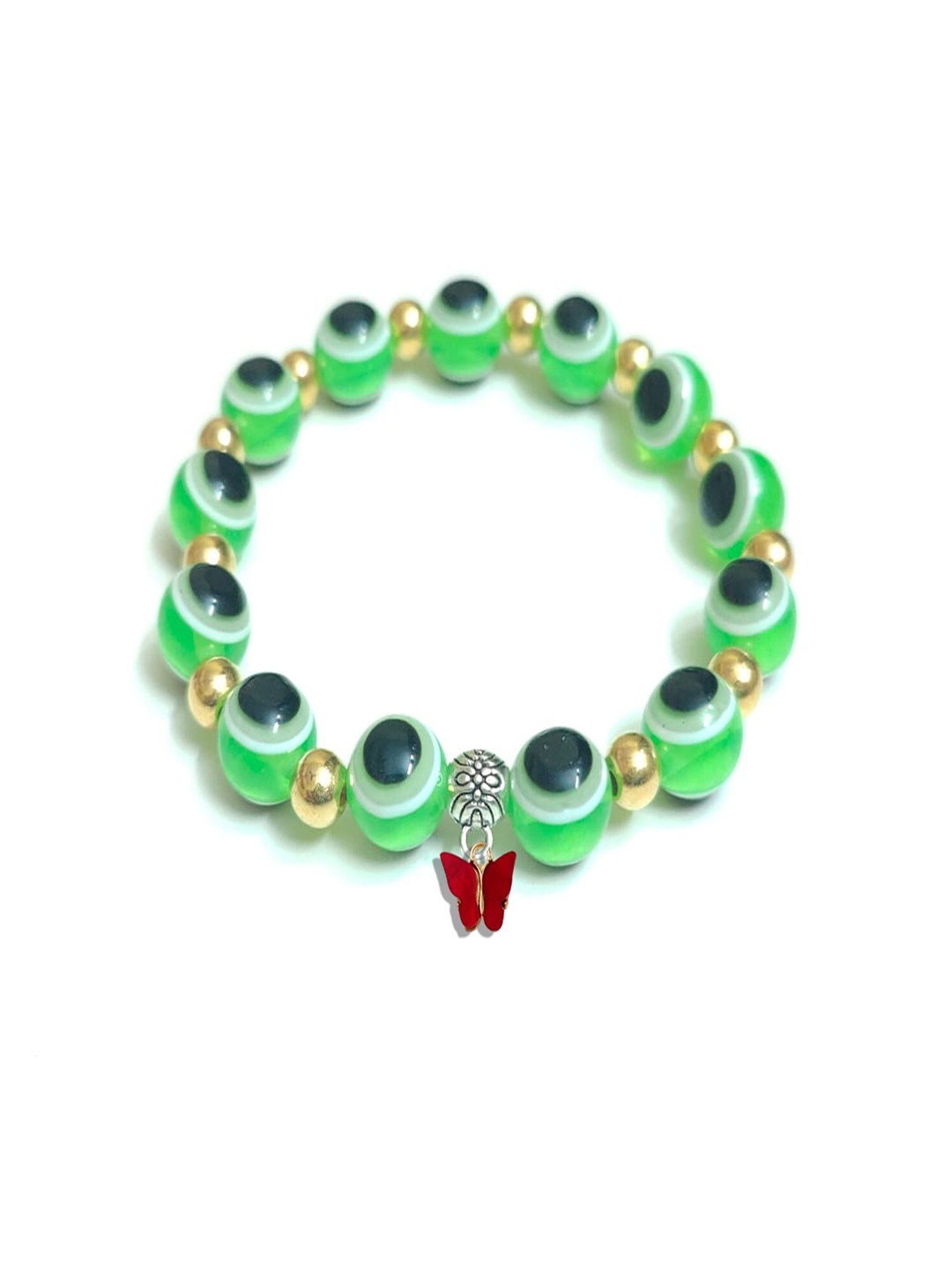 

Pinapes Oxidised Beaded Elasticated Bracelet, Green