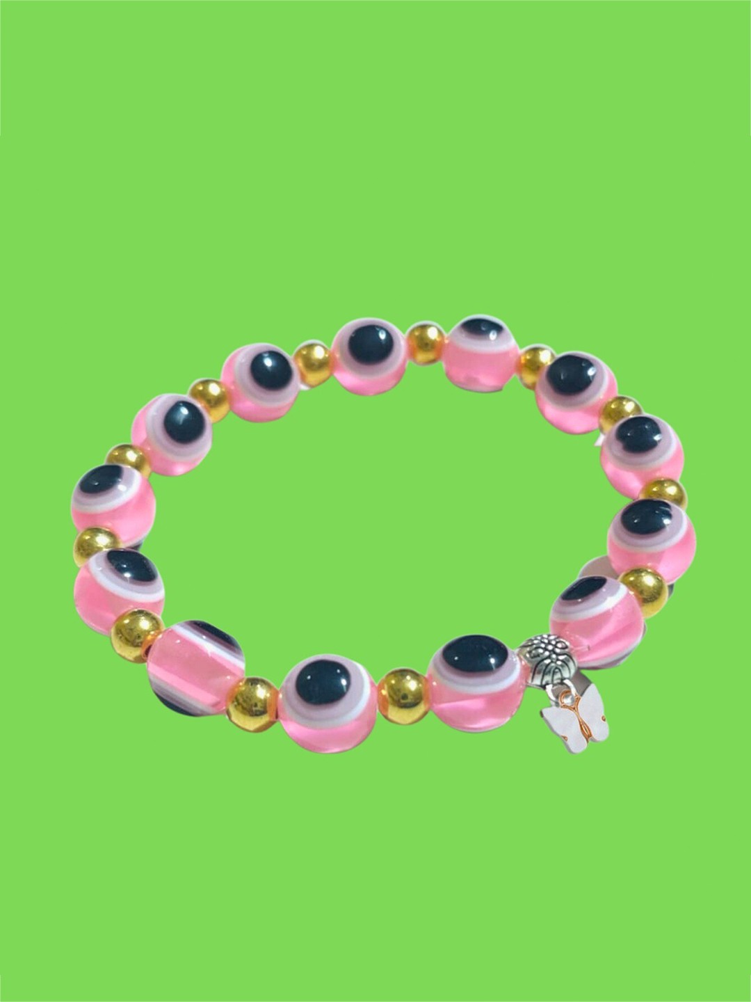 

Pinapes Silver Plated Stone Beaded Elasticated Bracelet, Pink