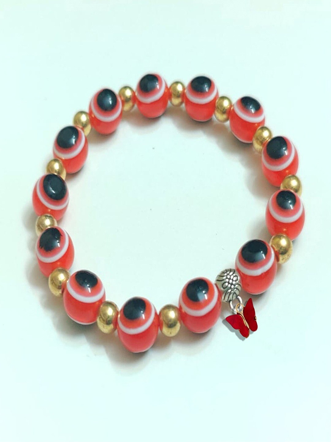 

Pinapes Silver Plated Stone Beaded Elasticated Bracelet, Red