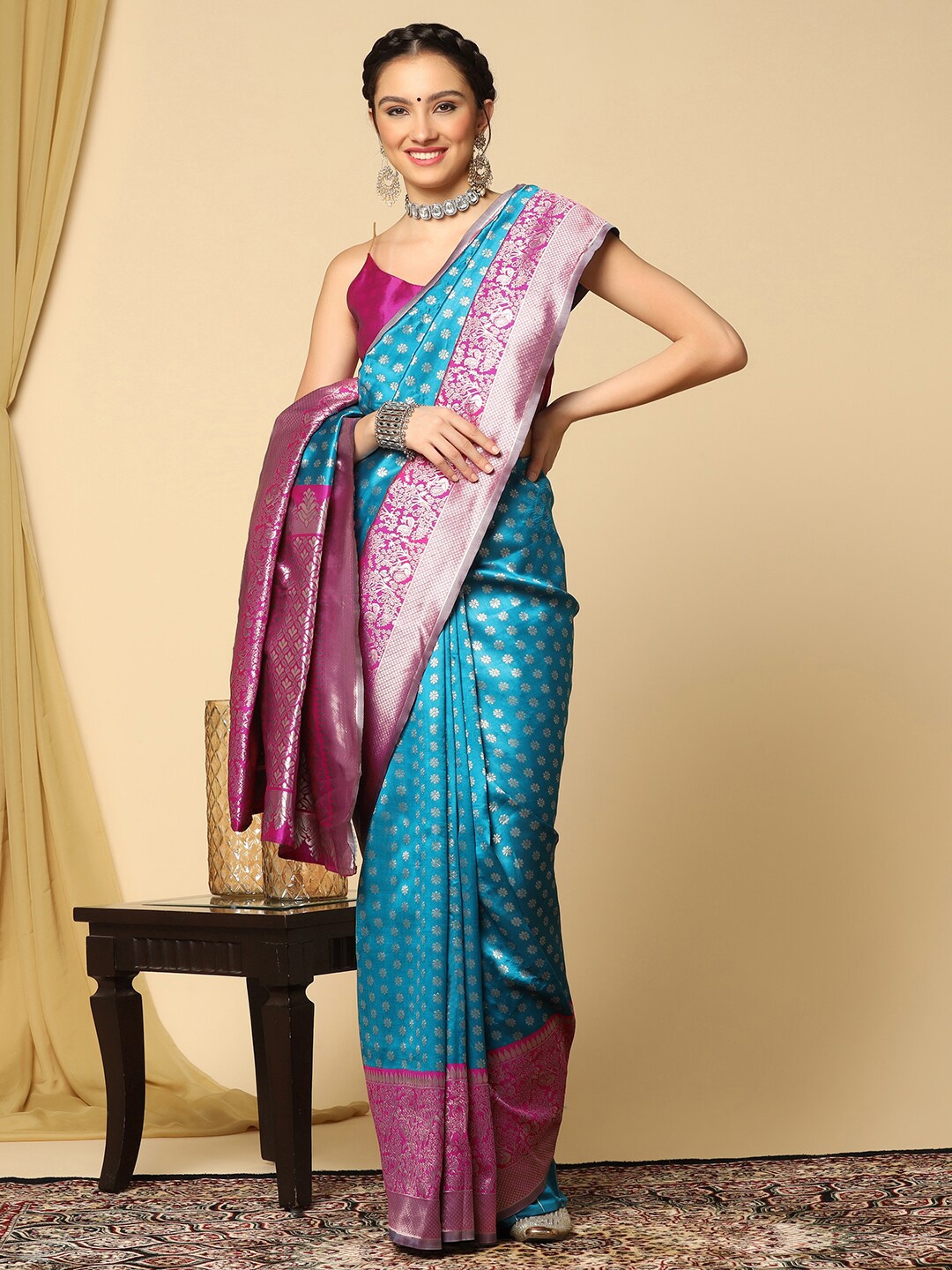 

Mitera Blue Woven Design Banarasi Saree