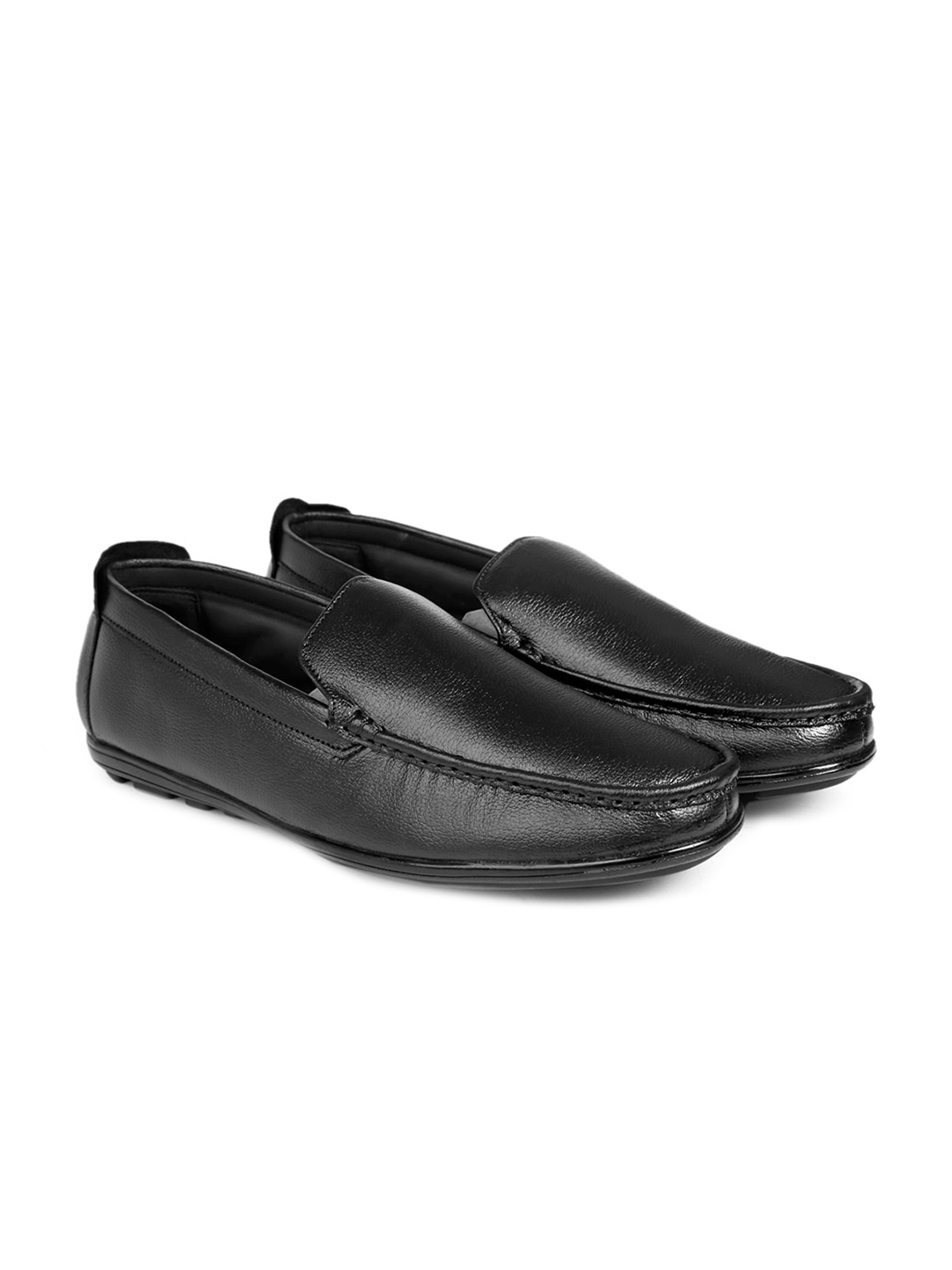 

Bxxy Men Round Toe Leather Formal Loafers, Black