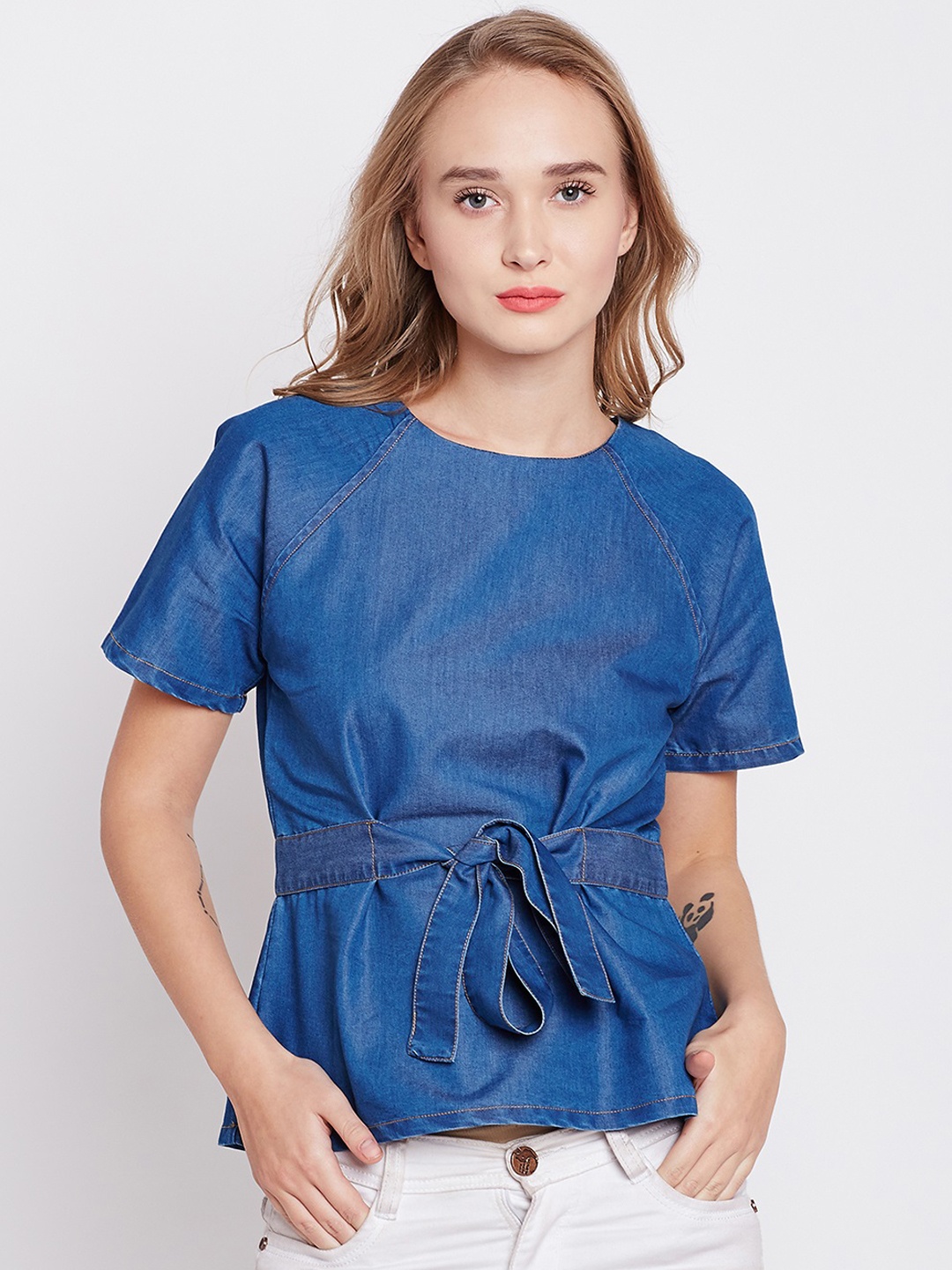 

Marie Claire Women Blue Solid Top