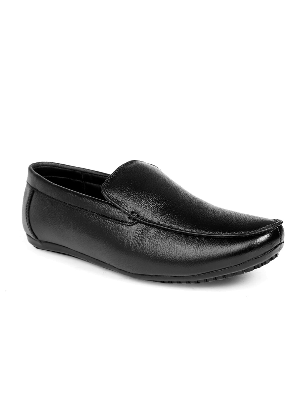 

Bxxy Men Textured Leather Formal Slip On Shoes, Black