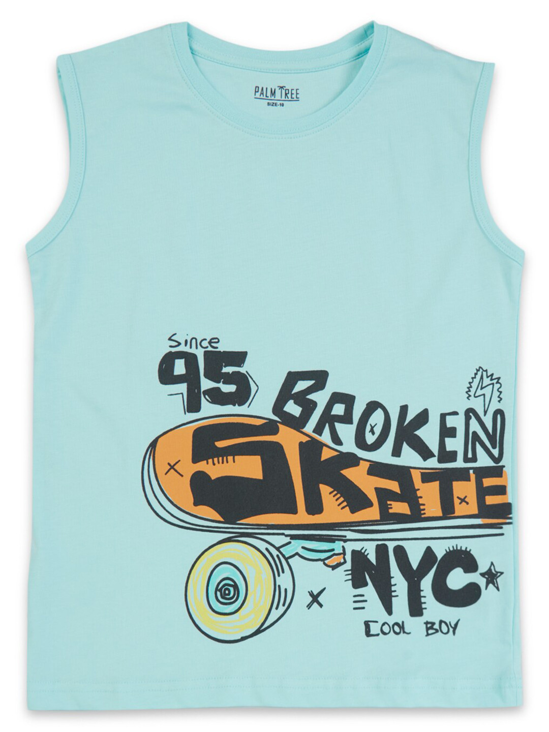 

Palm Tree Boys Typography Printed Cotton T-shirt, Blue