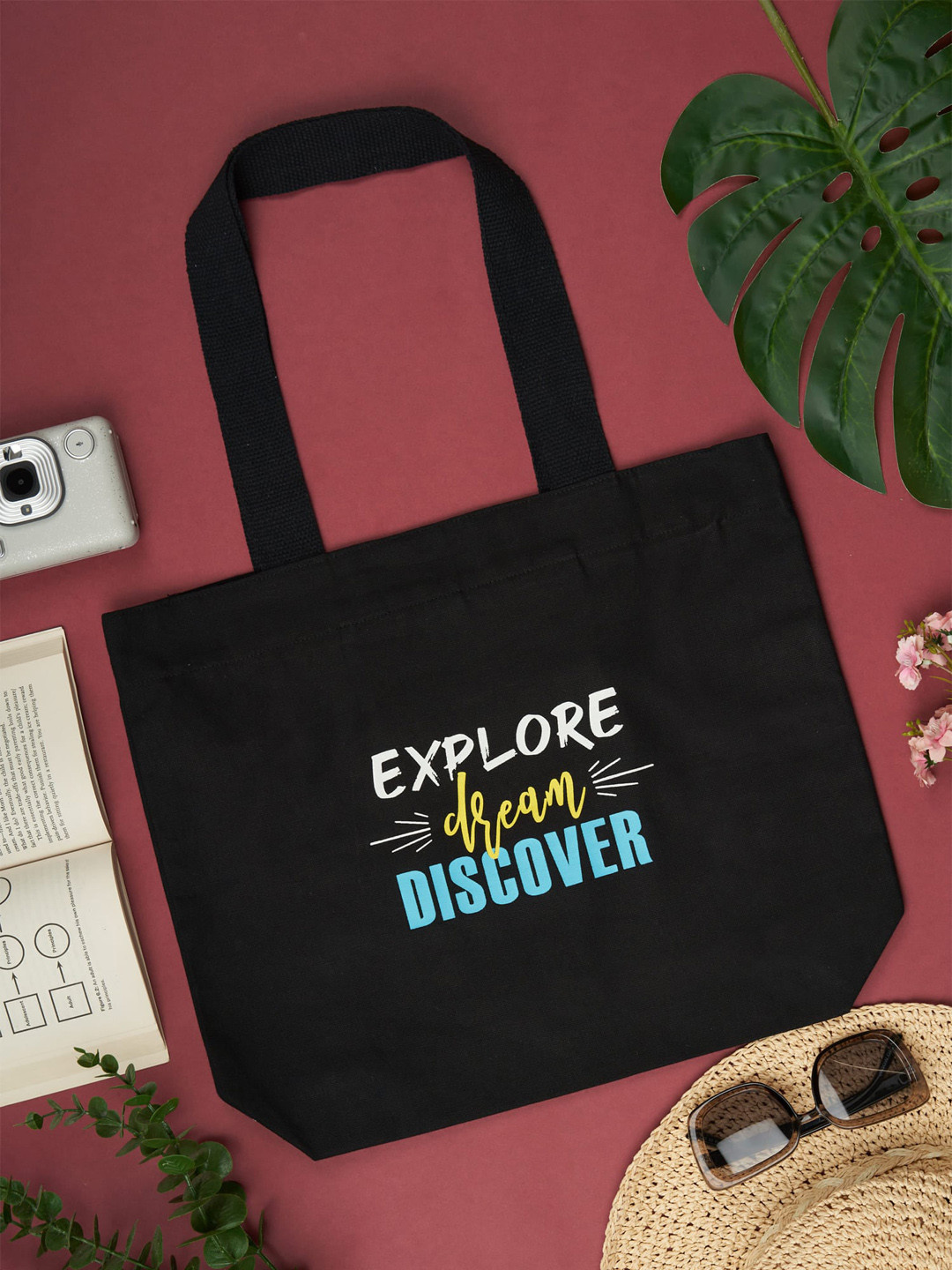 

Doodle Typography Printed Shopper Organic Cotton Tote Bag, Black