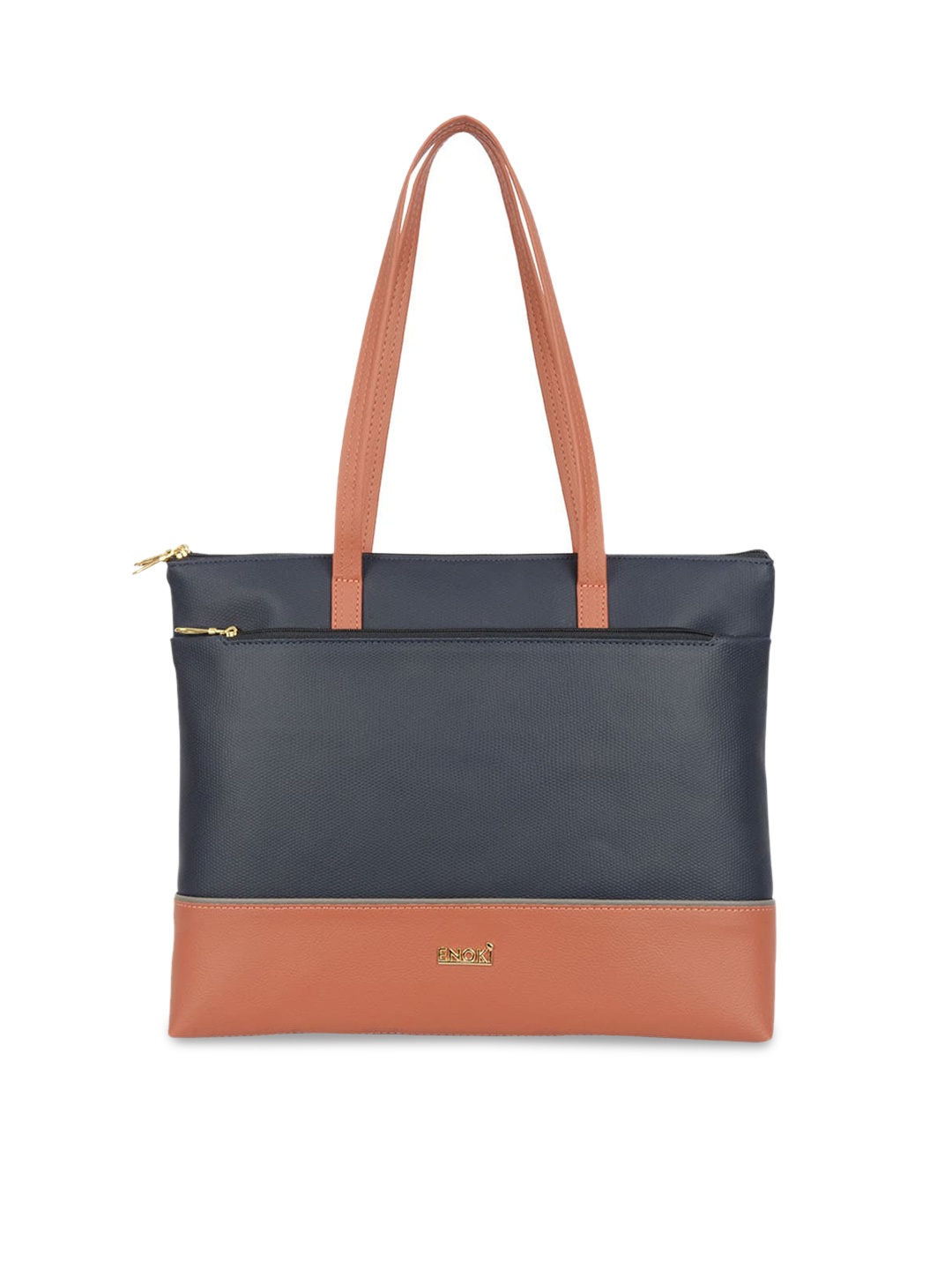 ENOKI Colourblocked Oversized Structured Shoulder Bag, Blue