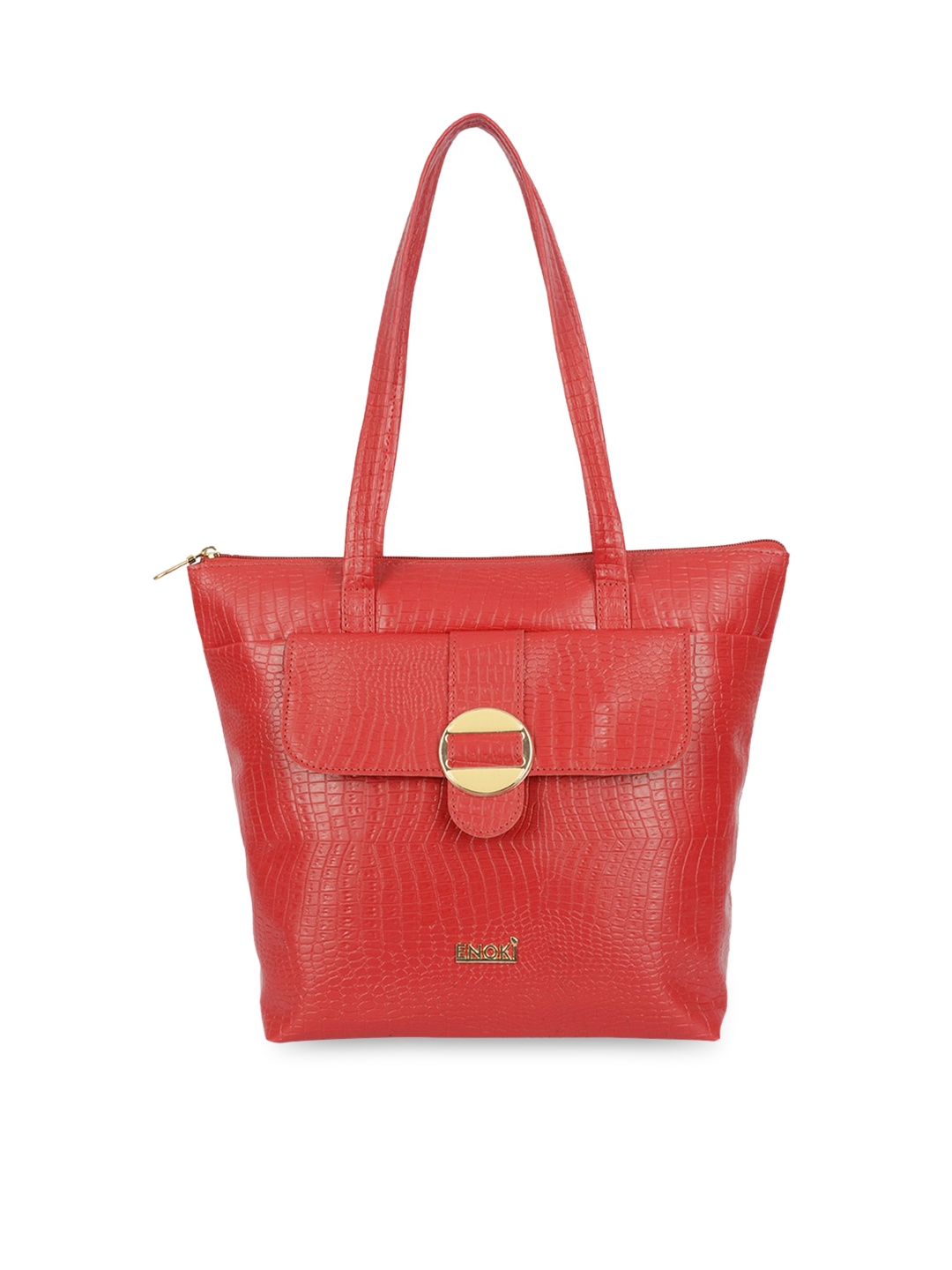 

ENOKI Women Textured Shoulder Bag With Buckle, Red