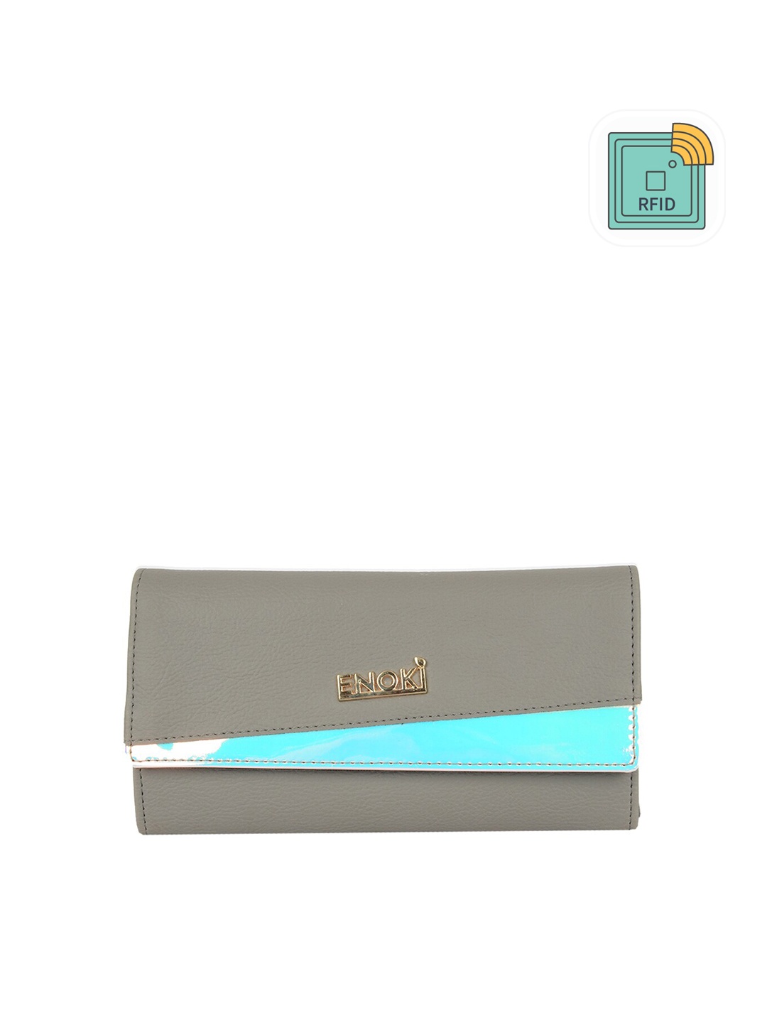 

ENOKI Women Colourblocked Three Fold Wallet, Grey