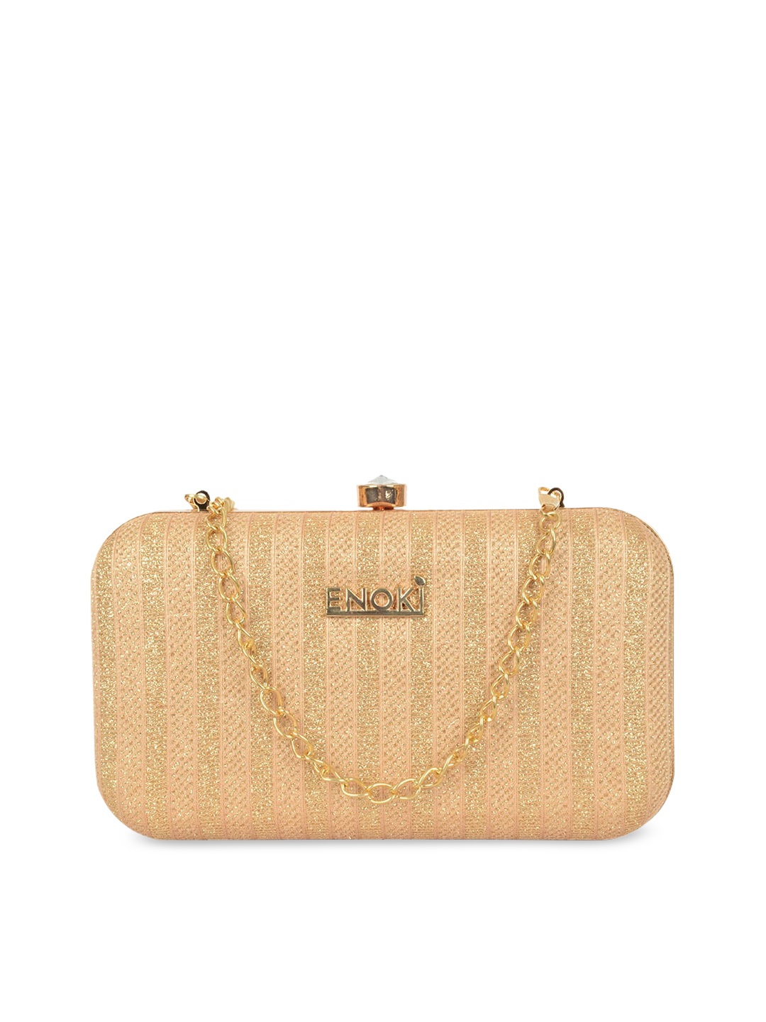 ENOKI Women Embellished Clutch Box, Gold