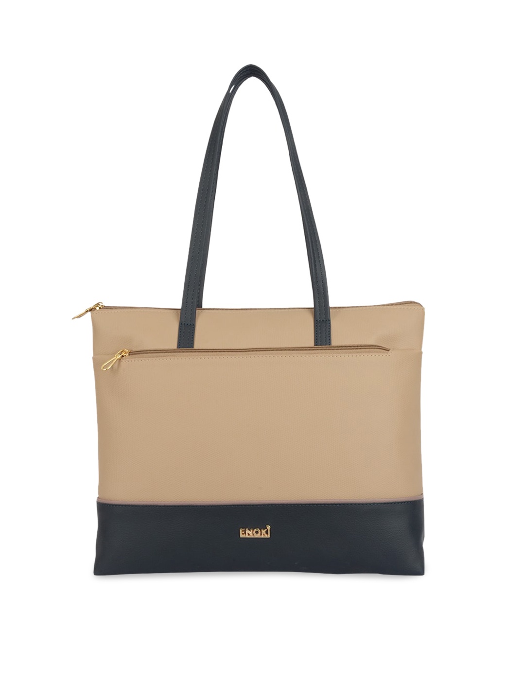 

ENOKI Colourblocked Shopper Shoulder Bag, Beige