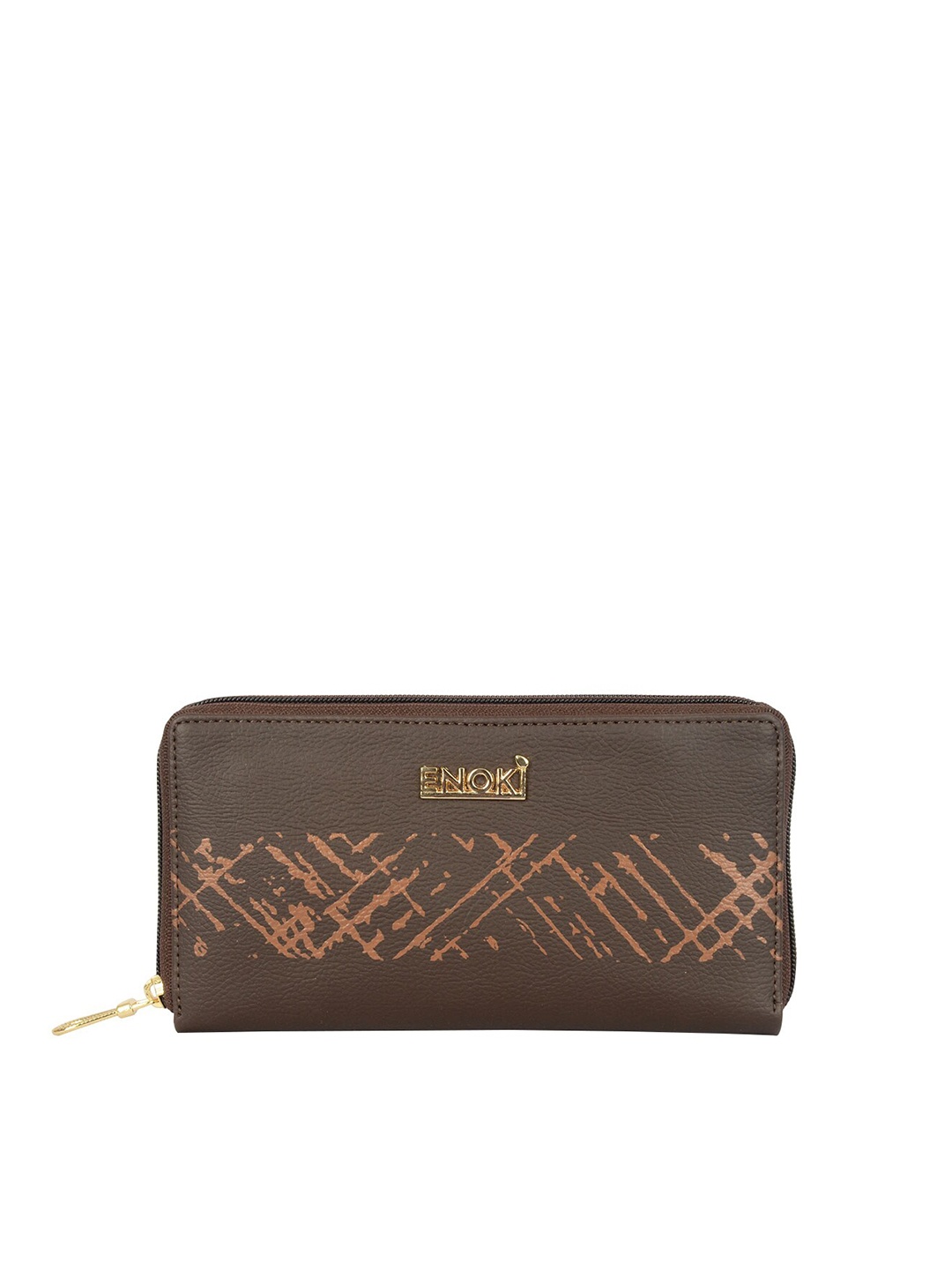 

ENOKI Women Textured Zip Around Wallet, Brown