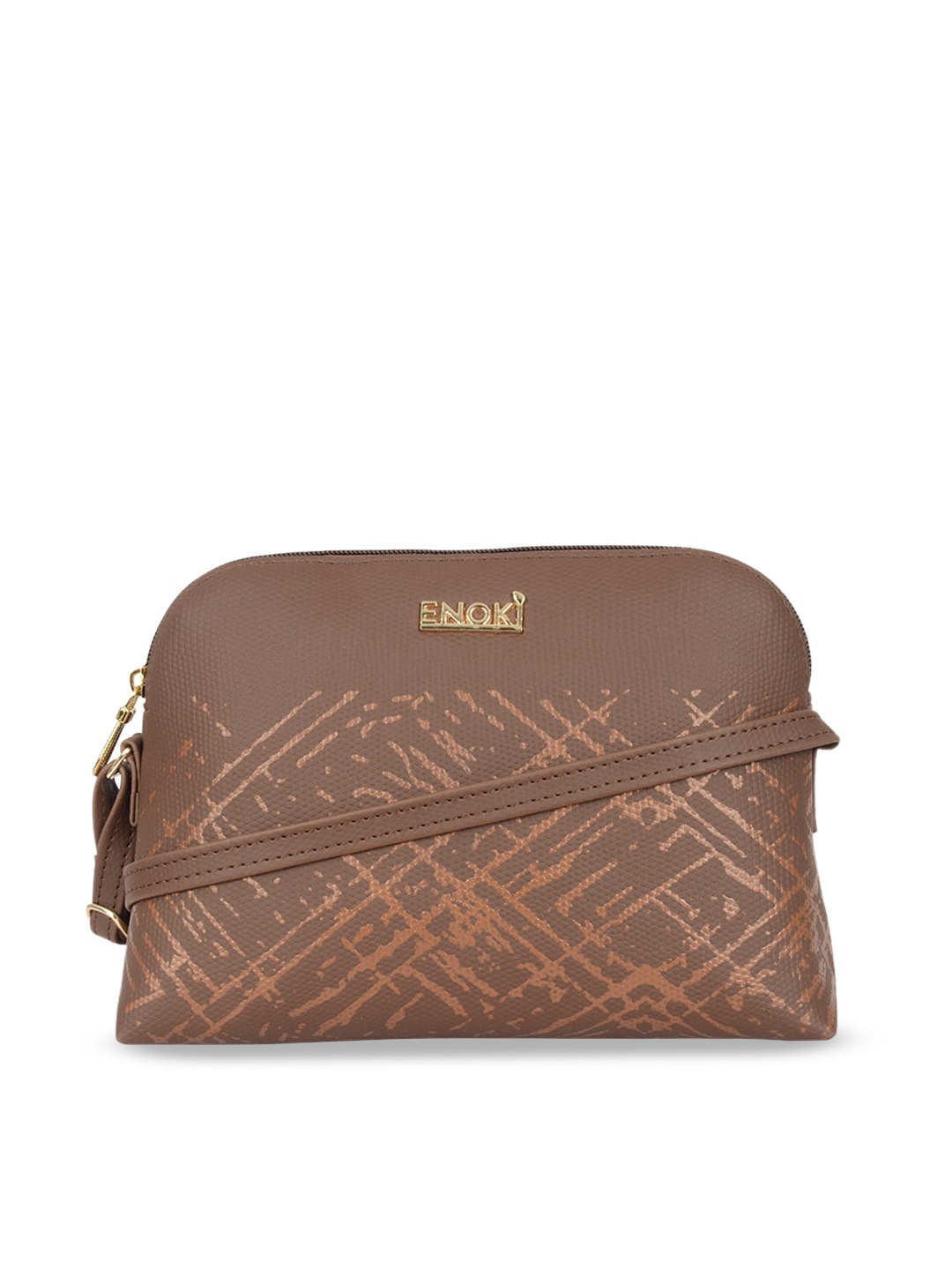 

ENOKI Women Textured Structured Sling Bag with Quilted, Brown
