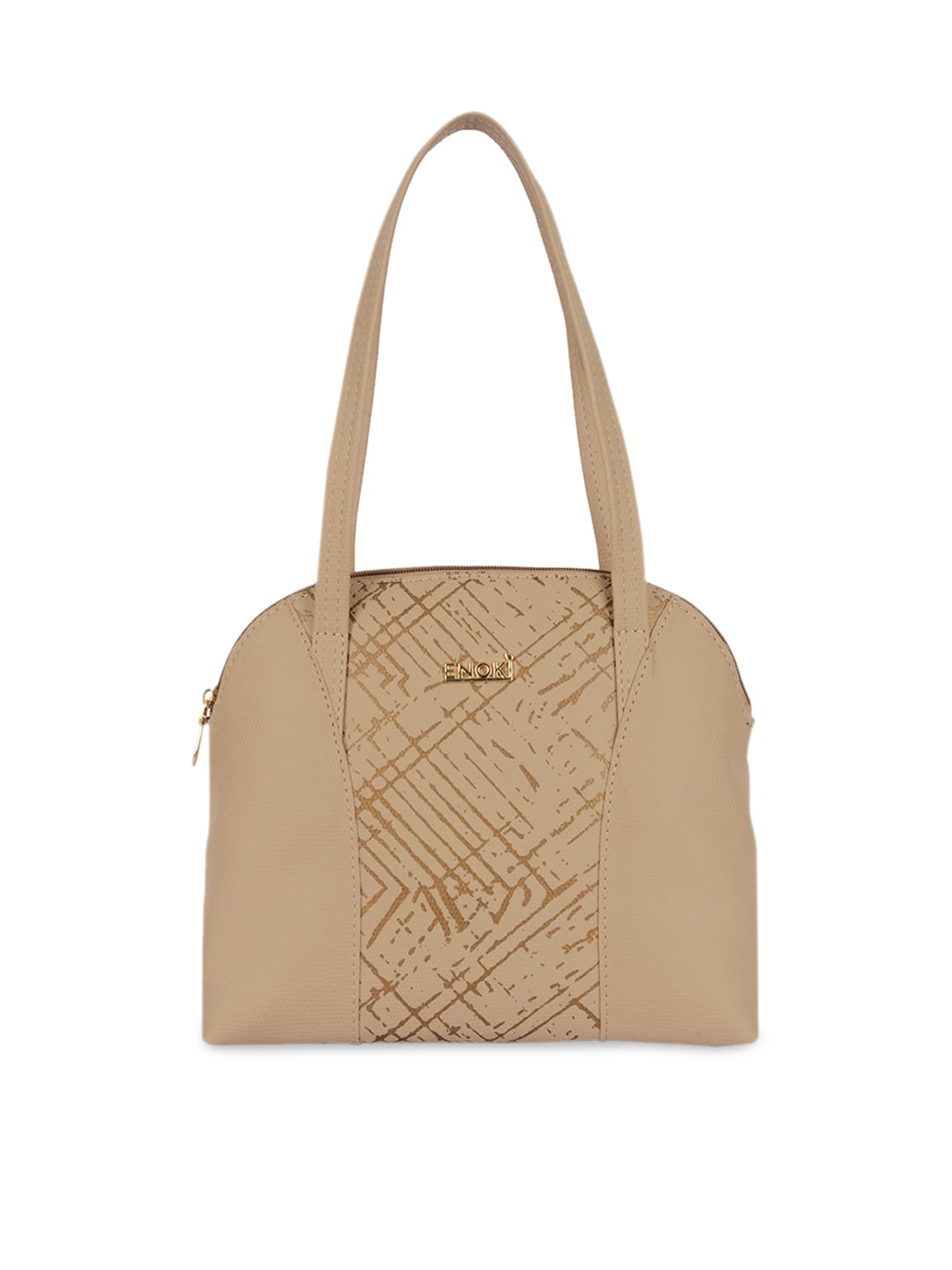 

ENOKI Printed Structured Shoulder Bag, Beige
