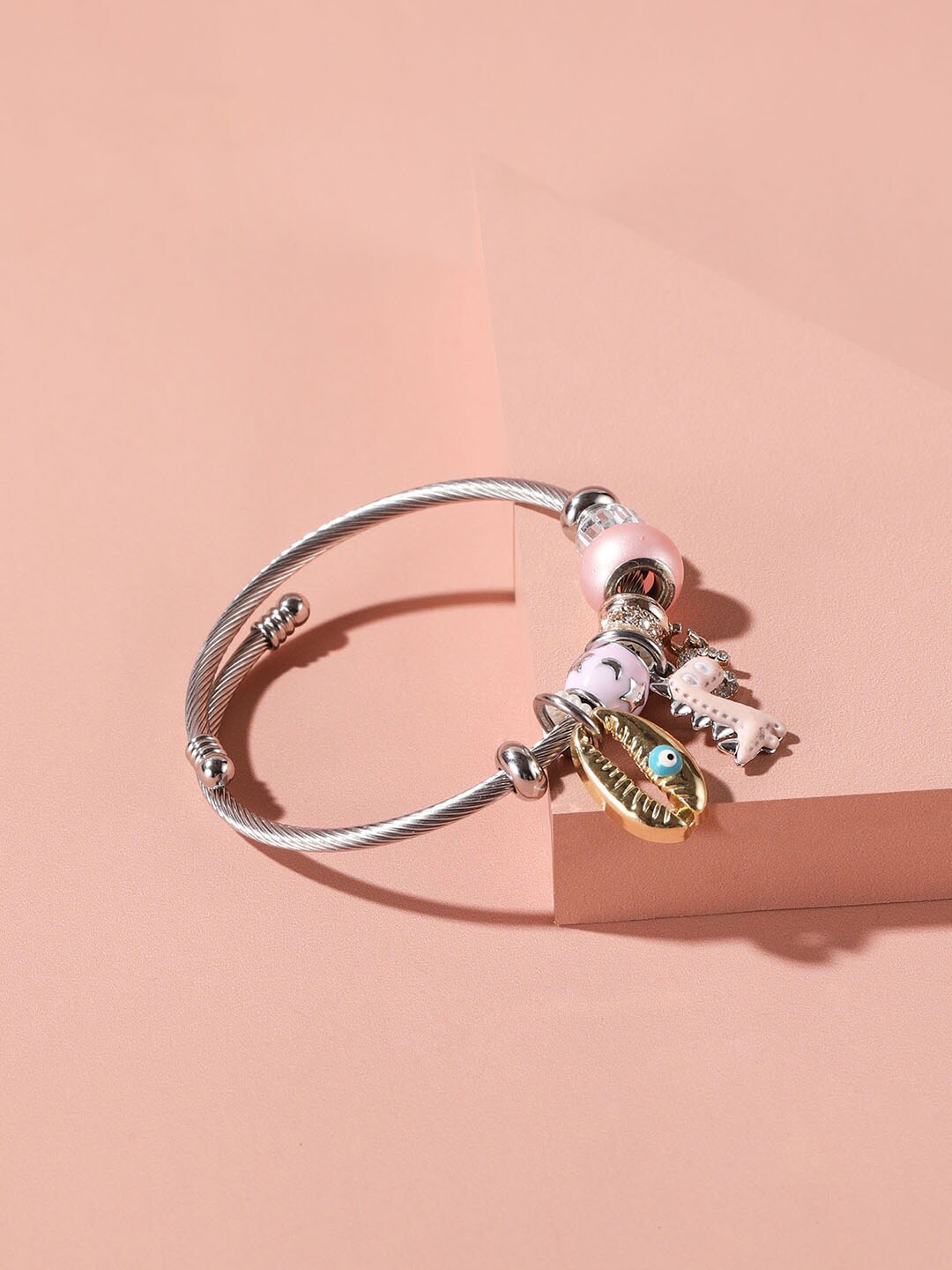

XPNSV Silver-Plated Cubic Zirconia Cuff Bracelet