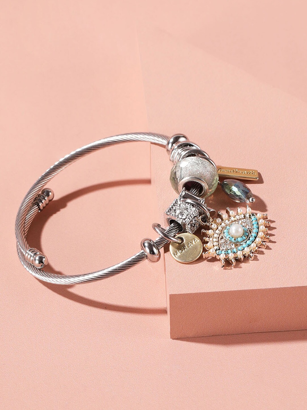 

XPNSV Silver-Plated Evil Eye Charm Bracelet