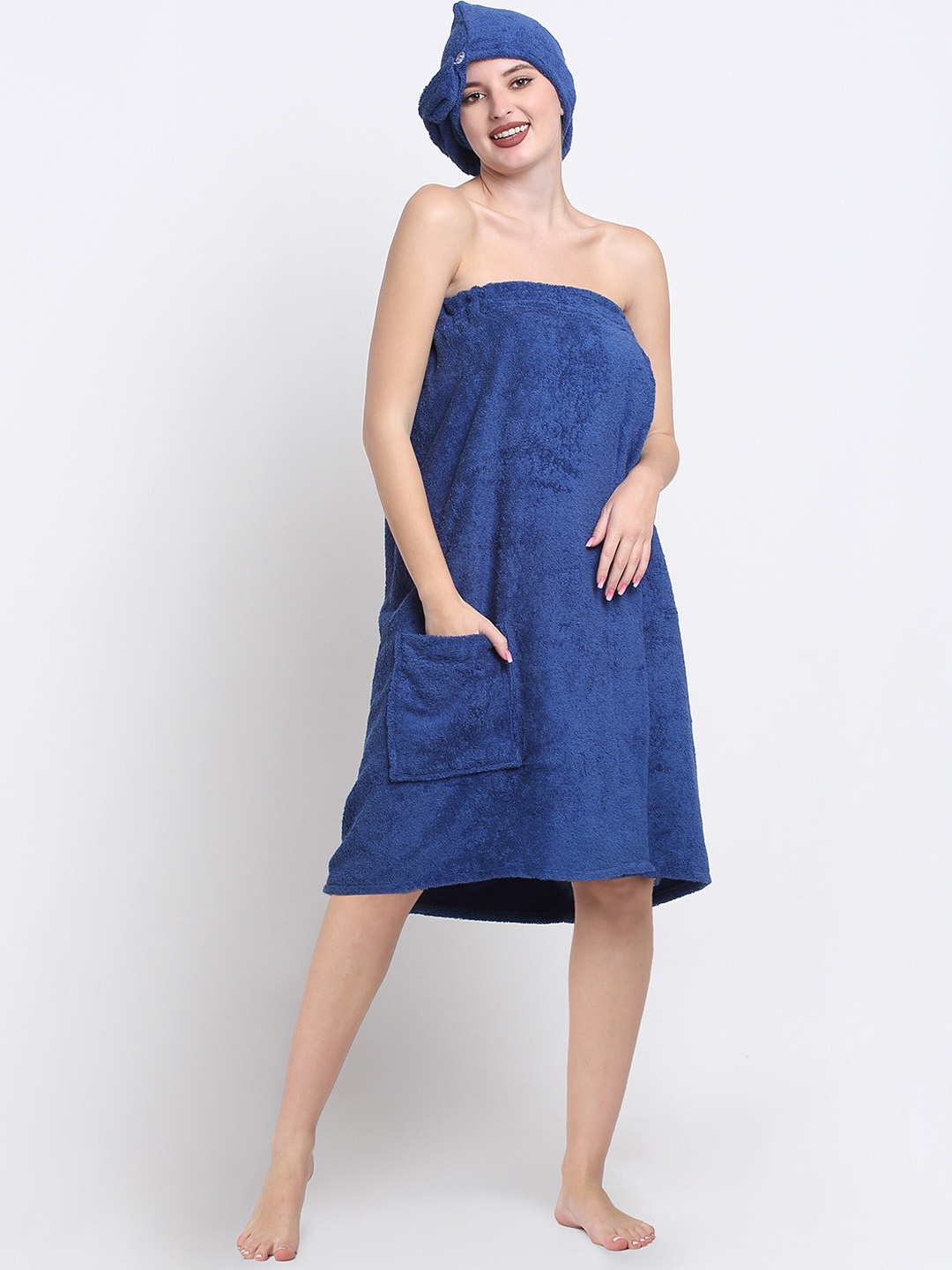 

Creeva Luxury Women Blue Self-Designed 380 GSM Pure Cotton Bath Wrap Towel