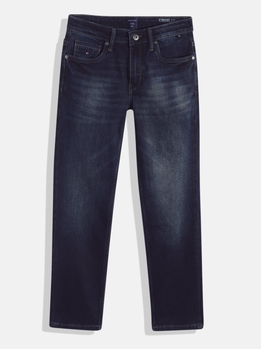 

Nautica Boys Straight Fit Heavy Fade Stretchable Jeans, Blue
