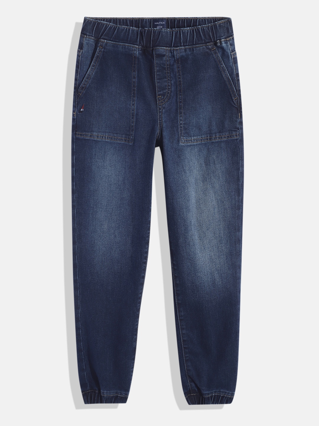 

Nautica Boys Jogger Fit Heavy Fade Stretchable Jeans, Blue