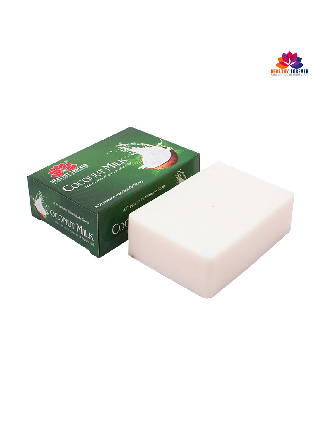 

HEALTHY FOREVER Coconut Milk Handmade Soap with Almond & Jojoba - 120 g, Green