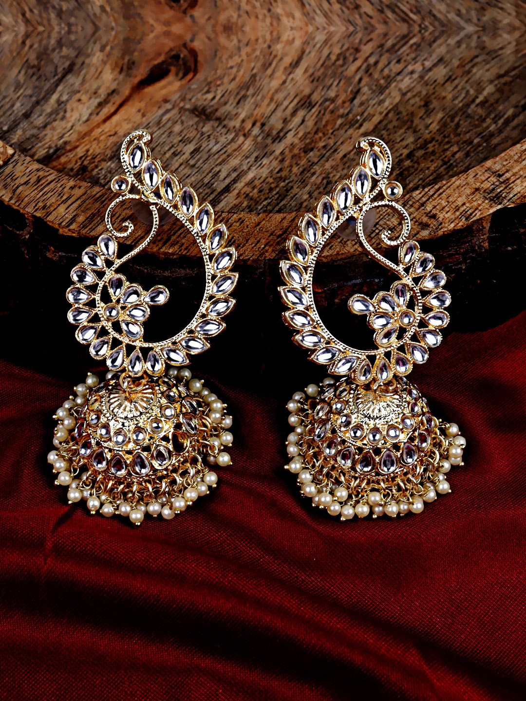 

VAGHBHATT Gold-Plated Contemporary Jhumkas