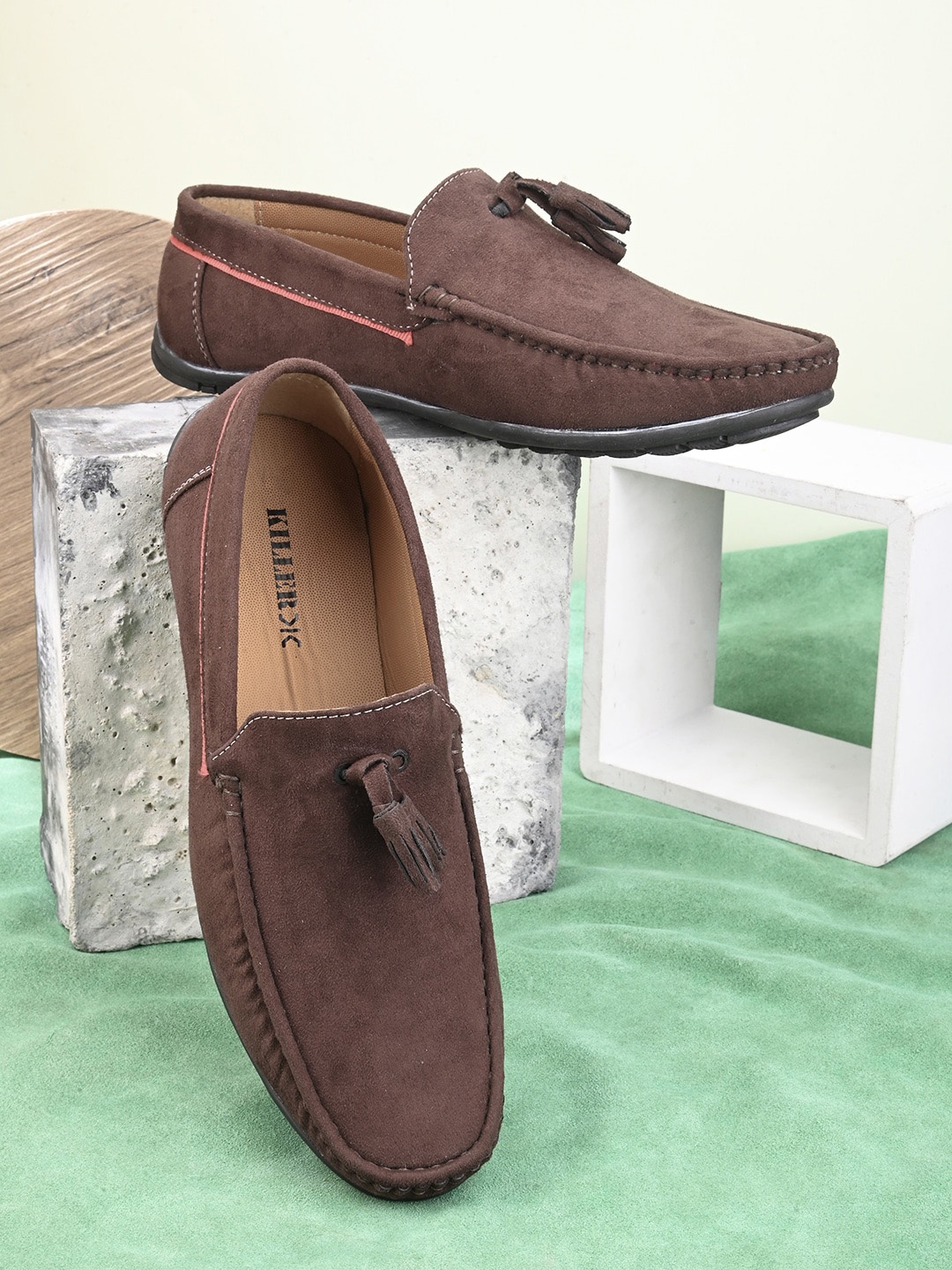 

Killer Men Round Toe Suede Tassel Loafers, Brown