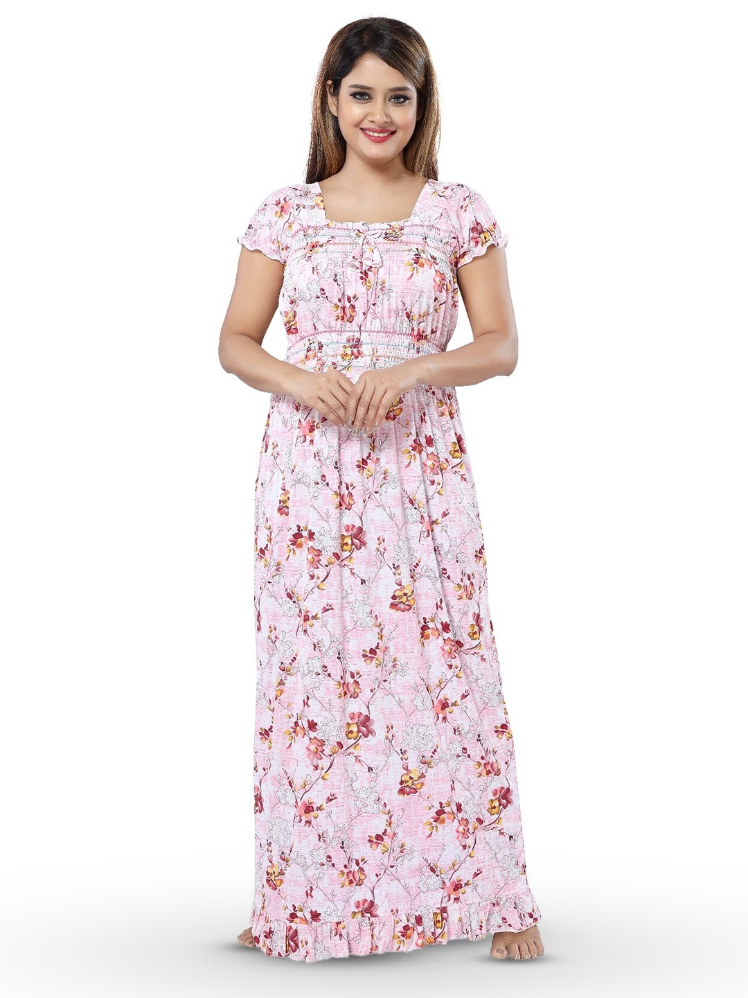 

SHOPPING STATION Floral Printed Satin Maxi Nightdress, Pink