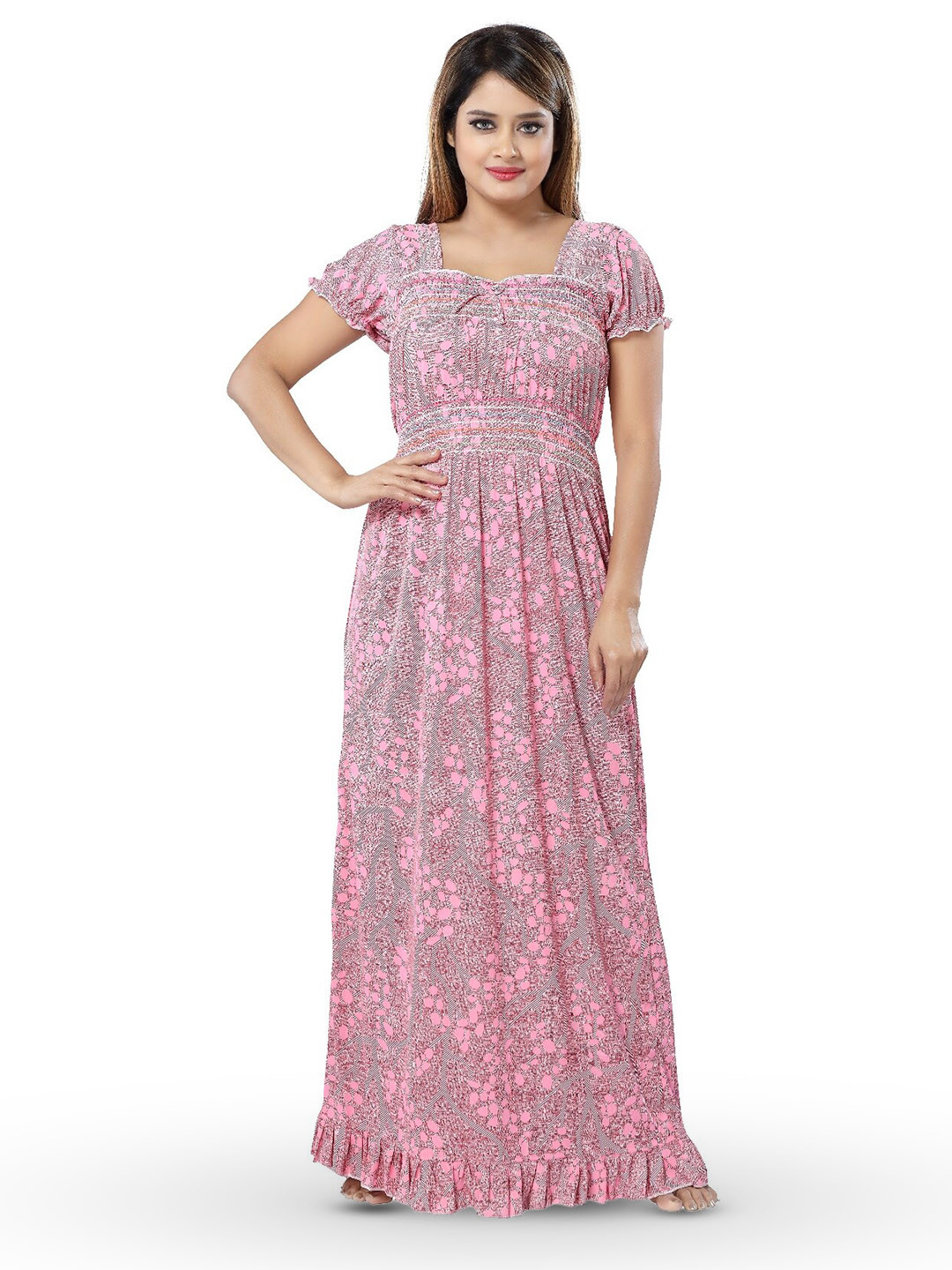 

SHOPPING STATION Abstract Printed Satin Maxi Nightdress, Pink