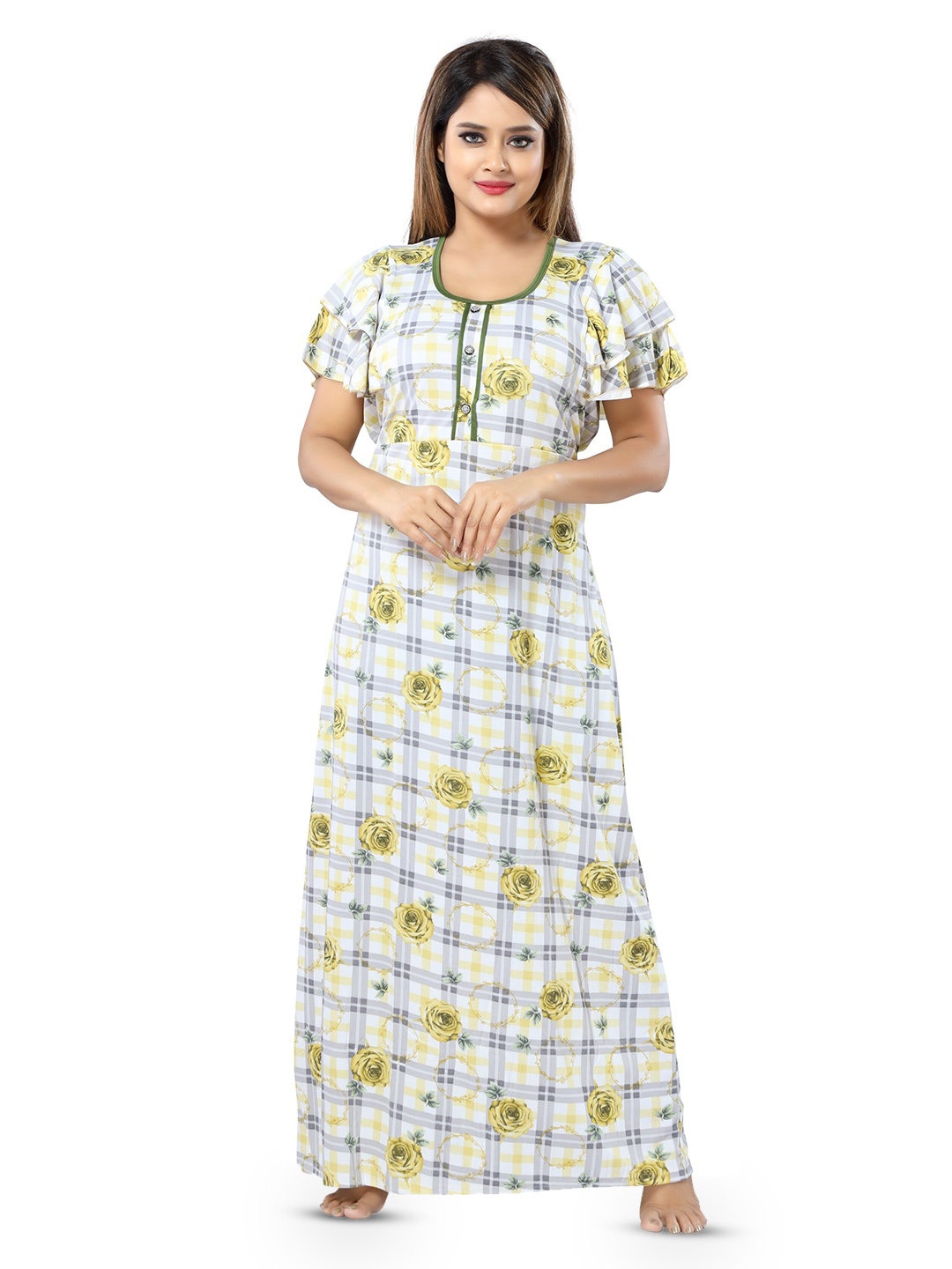 

SHOPPING STATION Floral Printed Satin Maxi Nightdress, White