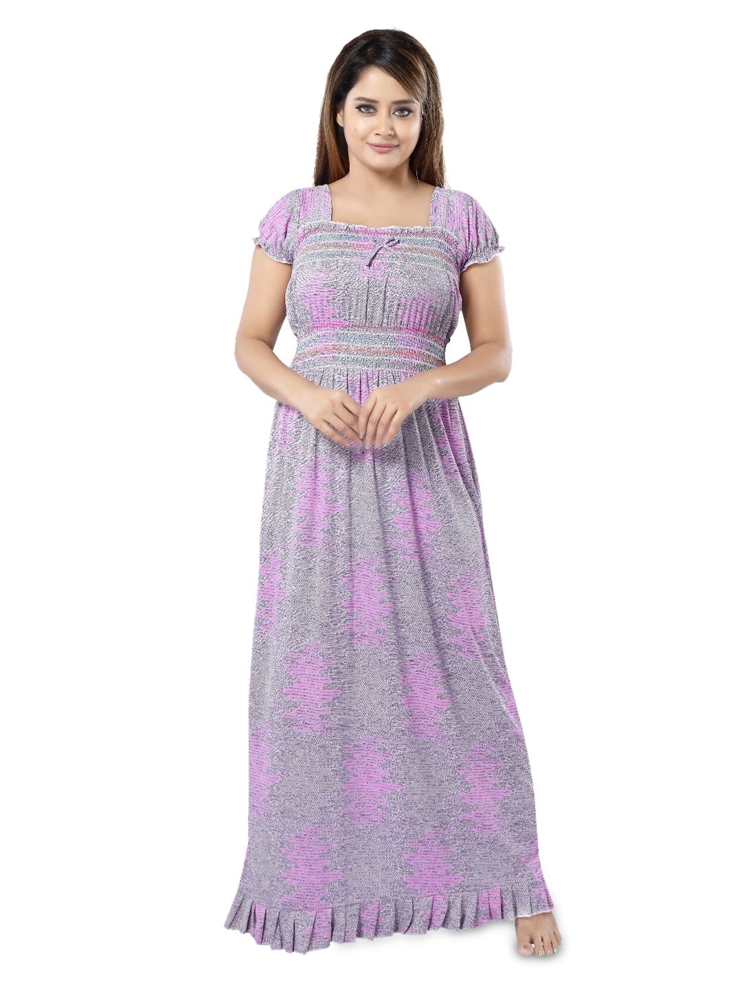 

SHOPPING STATION Abstract Printed Satin Maxi Nightdress, Purple