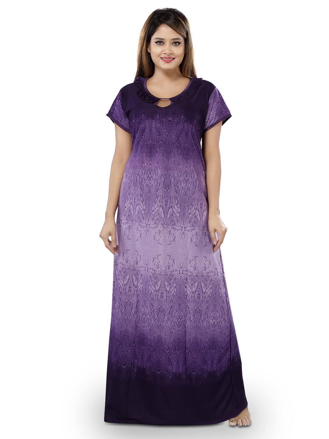 

SHOPPING STATION Abstract Printed Satin Maxi Nightdress, Purple