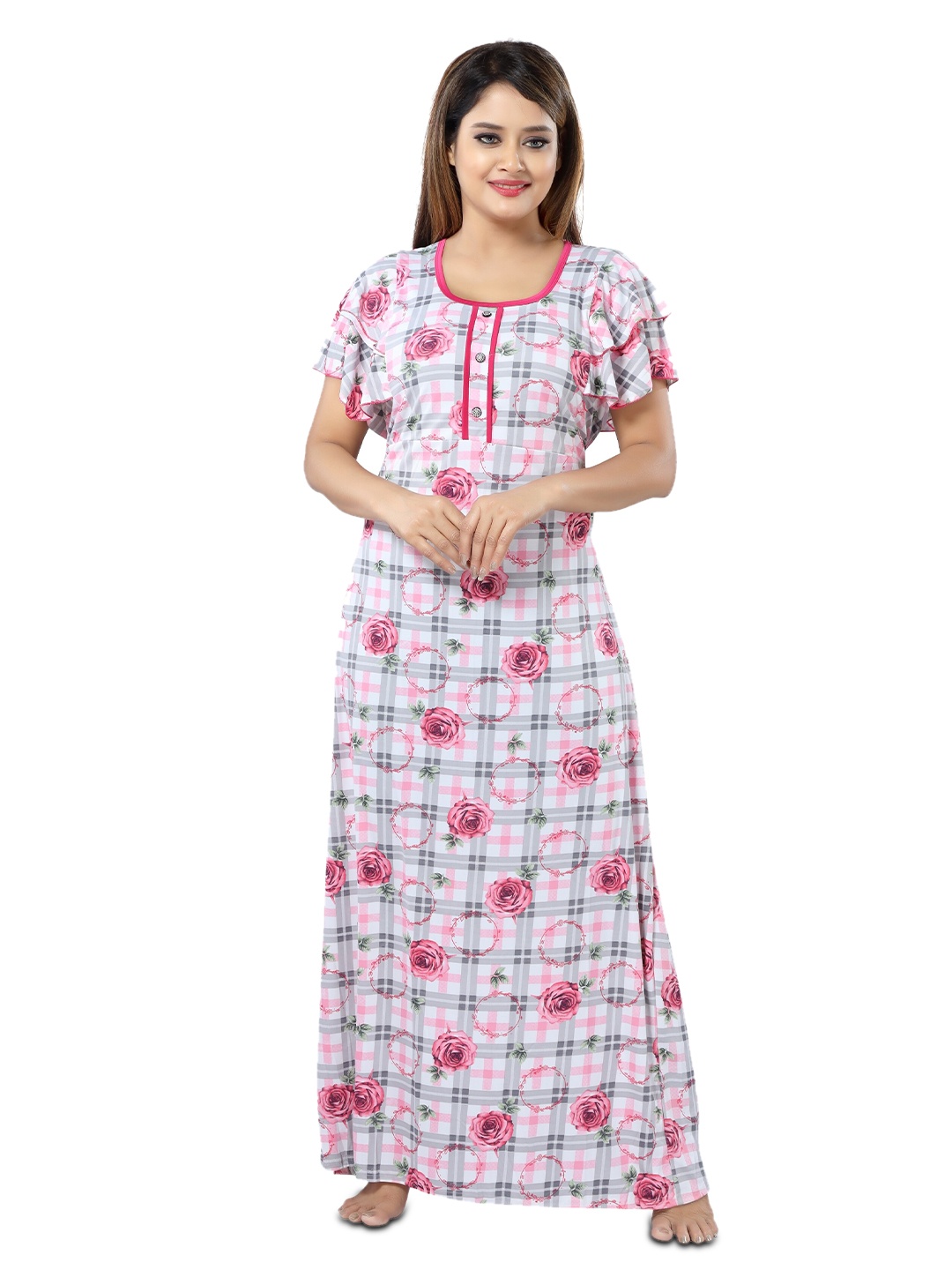 

SHOPPING STATION Floral Printed Satin Maxi Nightdress, Pink