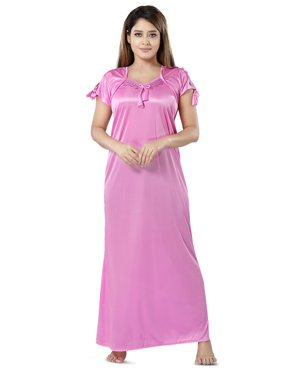 

SHOPPING STATION Square Neck Satin Maxi Nightdress, Pink
