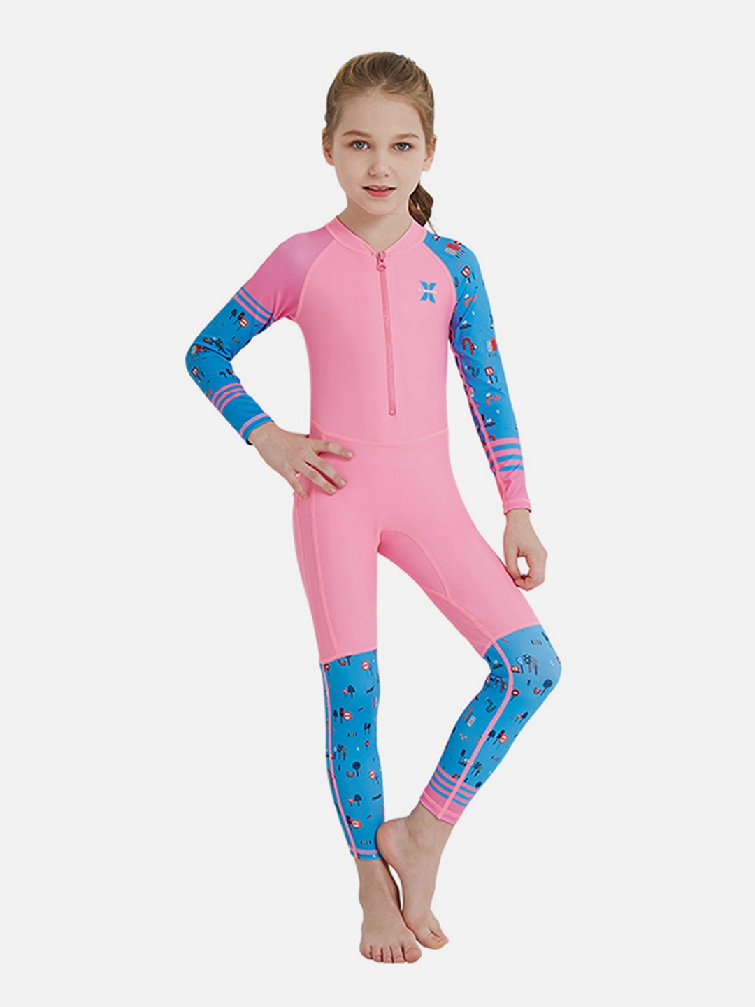 

Little Surprise Box LLP Colourblocked UPF 50+ Swimsuit, Pink