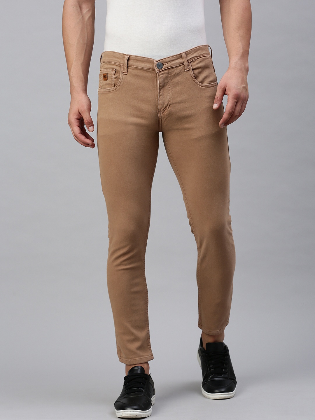 

CS LIFE Men Smart Slim Fit Mid-Rise Coloured Stretchable Jeans, Brown