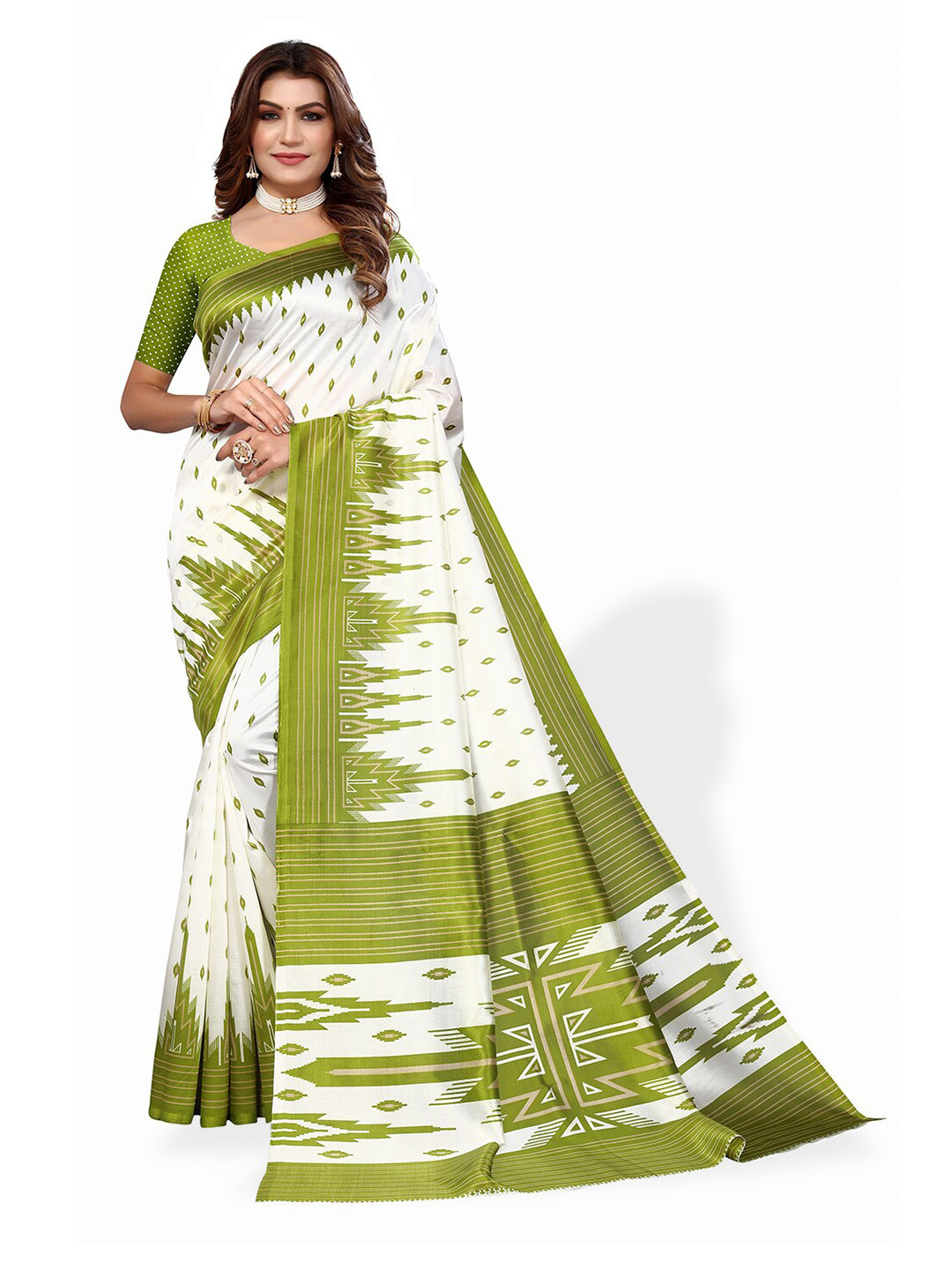 

KALINI Ethnic Motifs Printed Saree, White