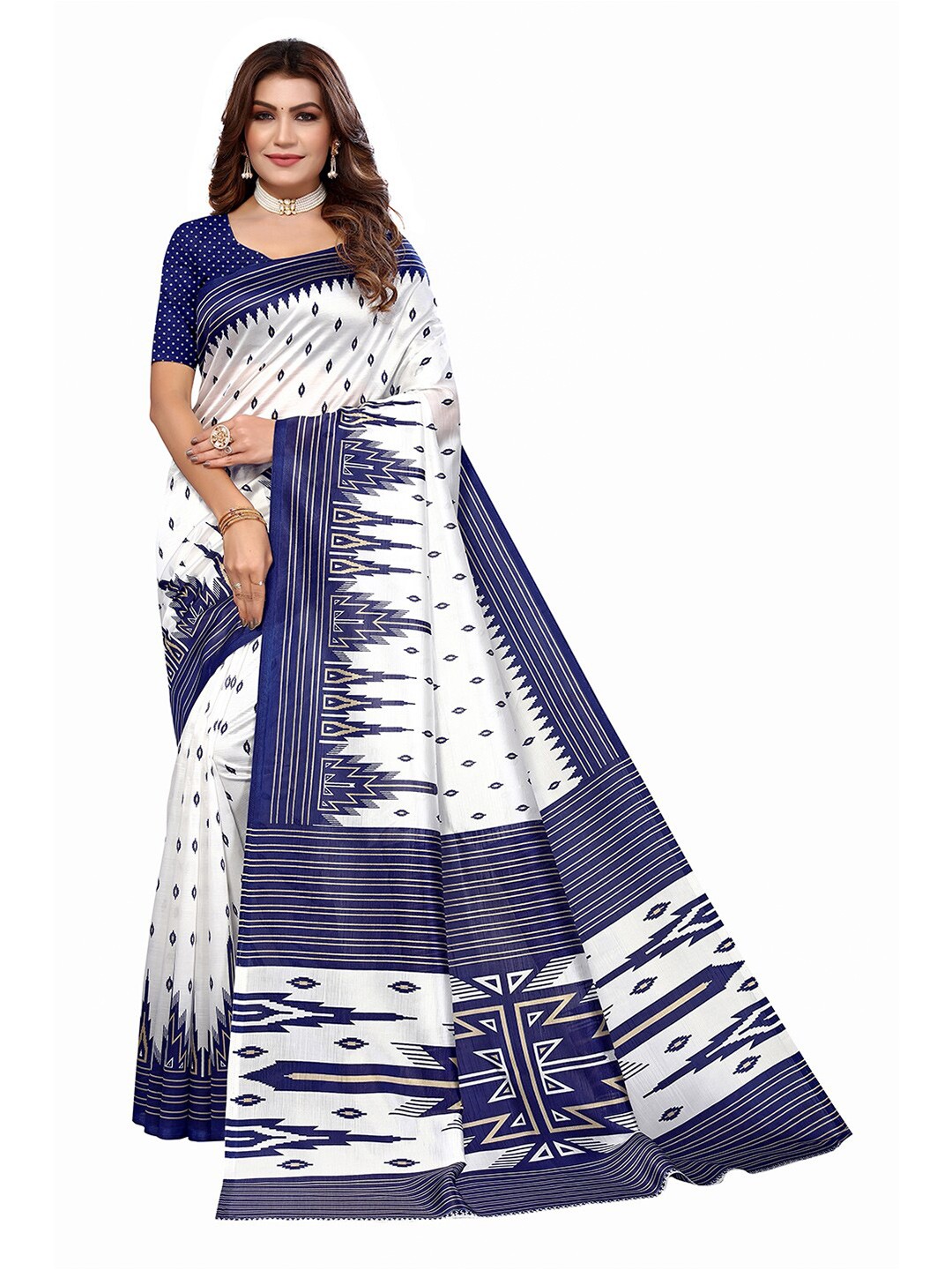 

KALINI Ethnic Motifs Printed Saree, White