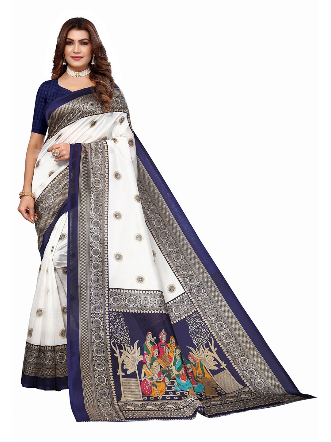 

KALINI Ethnic Motifs Printed Saree, White