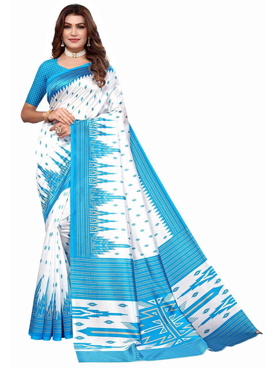 

KALINI Ethnic Motifs Printed Saree, White