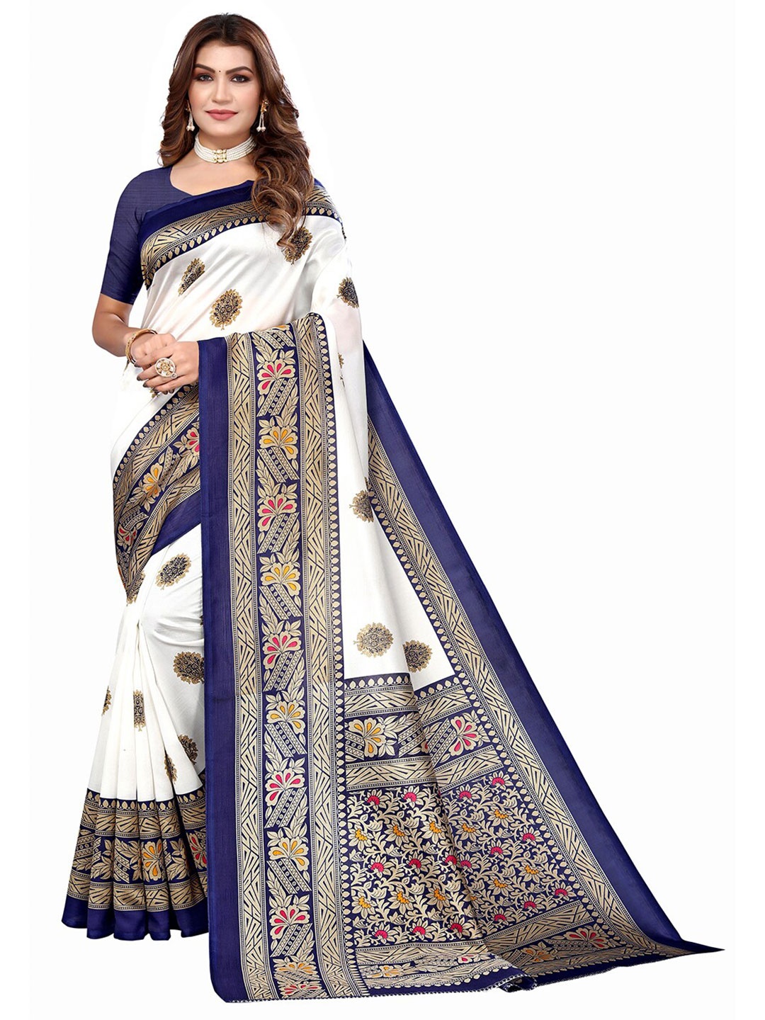 

KALINI Ethnic Motifs Printed Saree, White