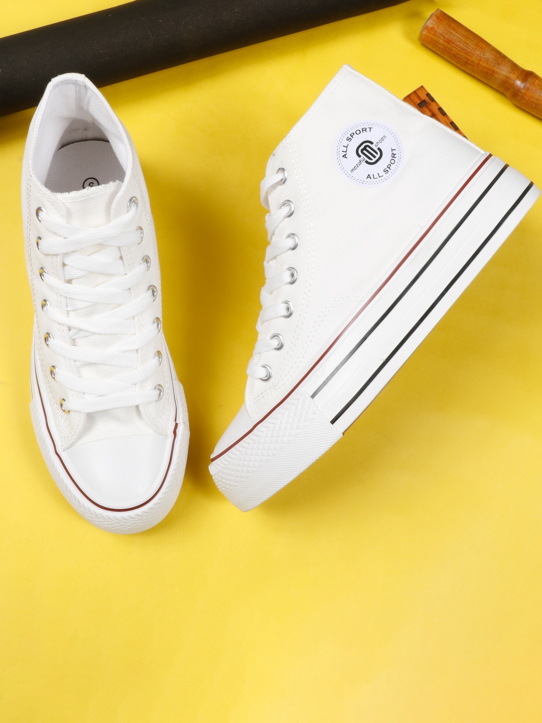 

MOZAFIA Women Water Resistant Comfort Insole Mid -Top Canvas Basics Sneakers, White