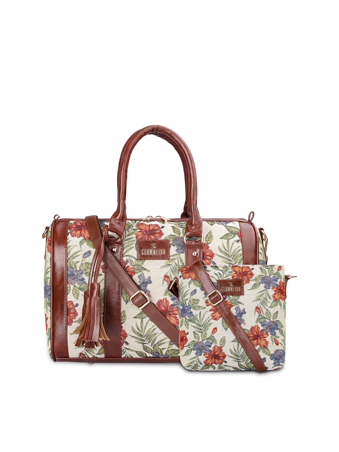 

THE CLOWNFISH Linda & Lorna Floral Printed Leather Bag & Handbag Sling Bag, Maroon