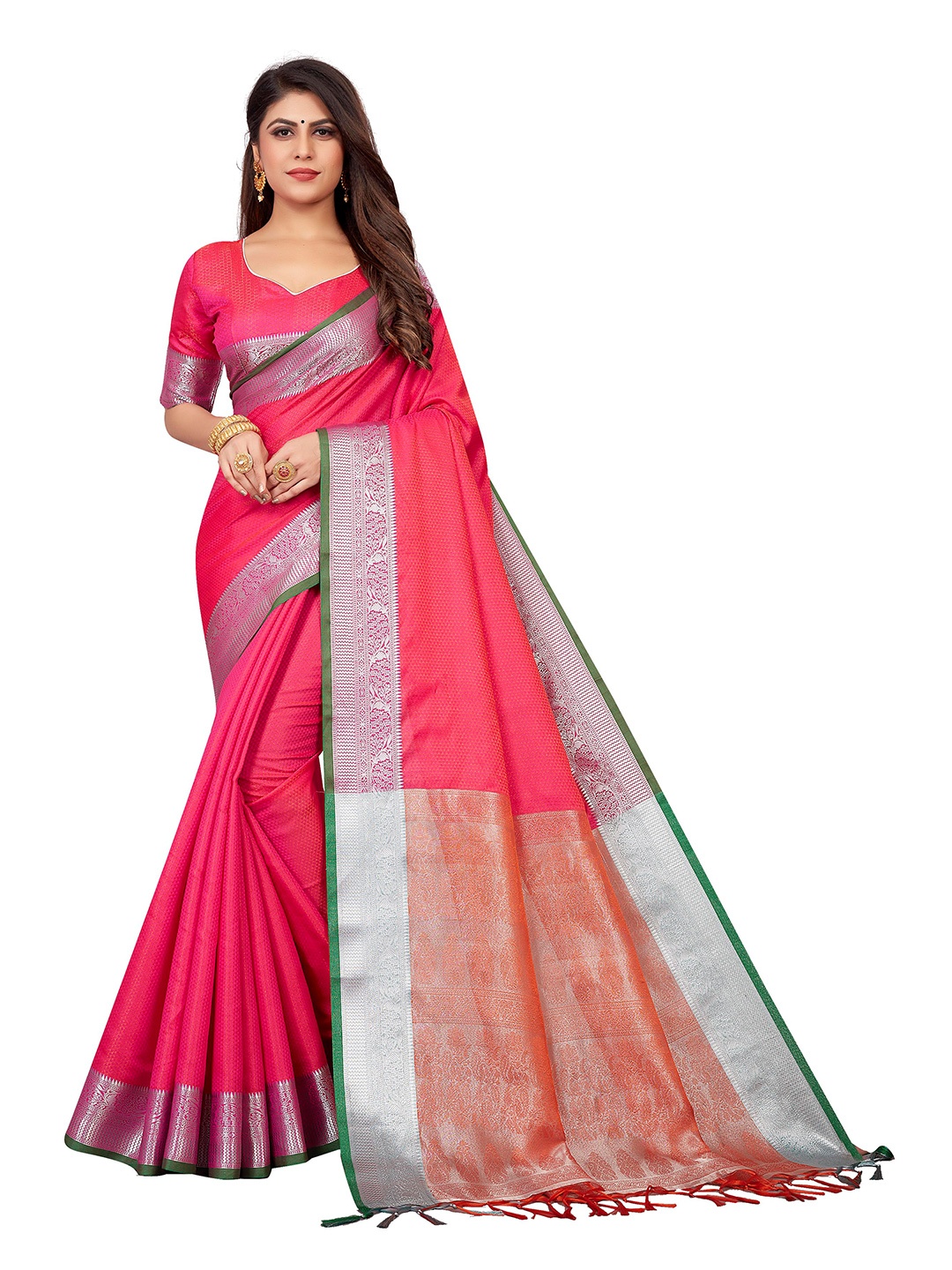 

VENISA Woven Design Zari Saree, Pink
