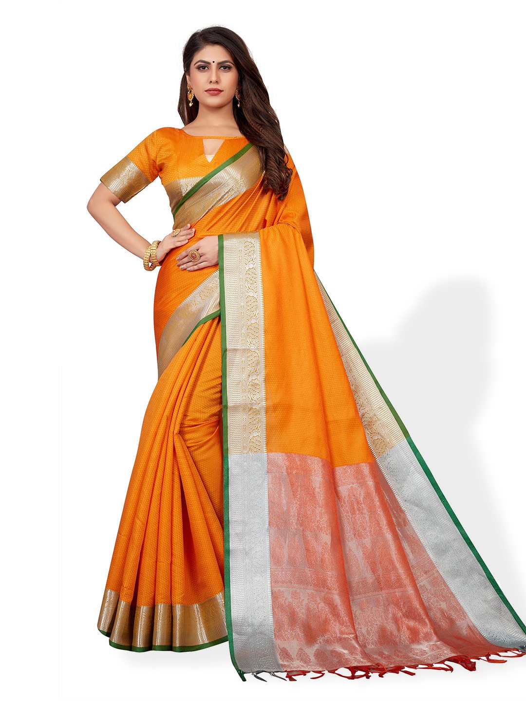 

VENISA Woven Design Zari Saree, Mustard