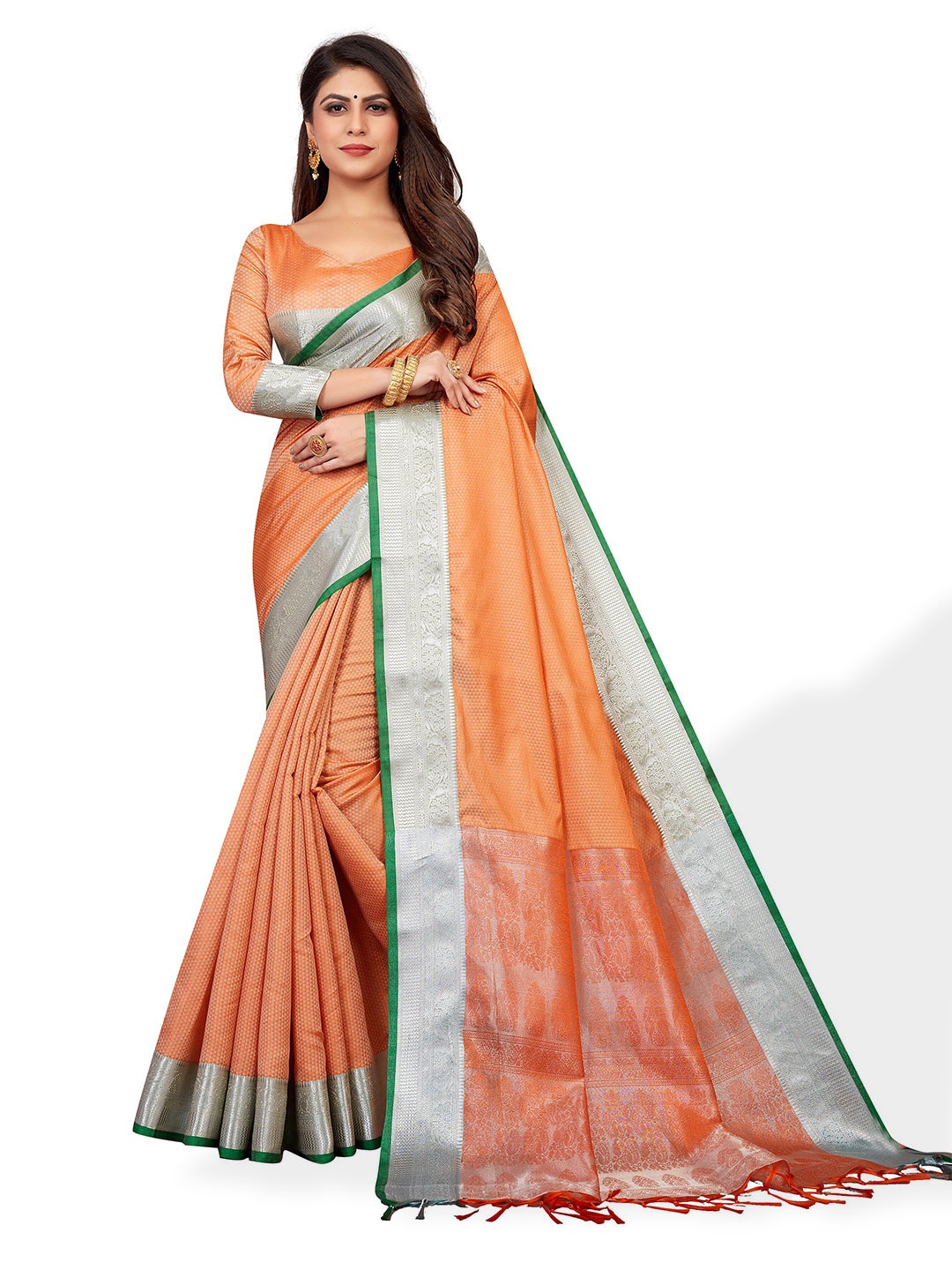 

VENISA Woven Design Zari Saree, Peach